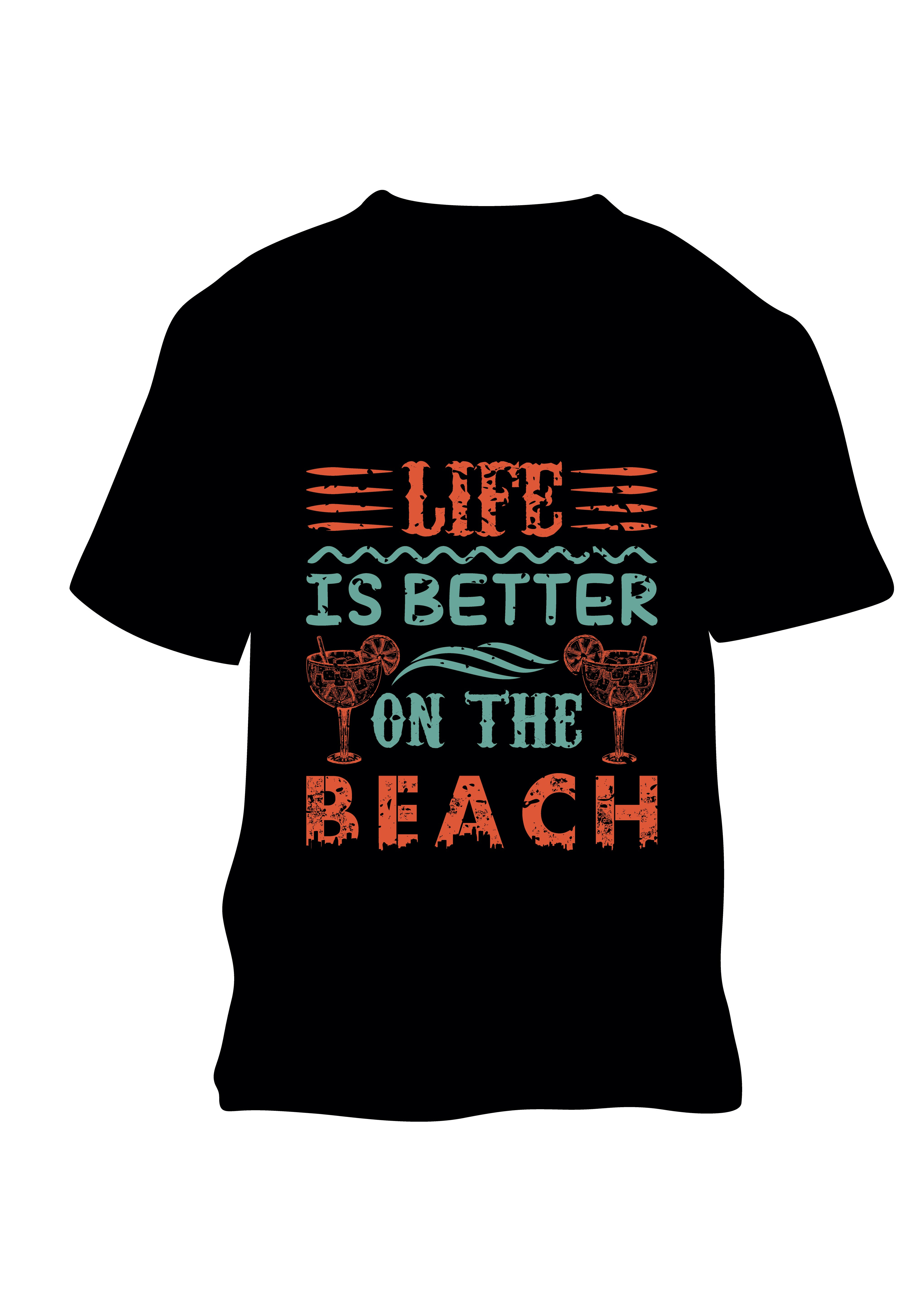 life is better on the beach typography t shirt