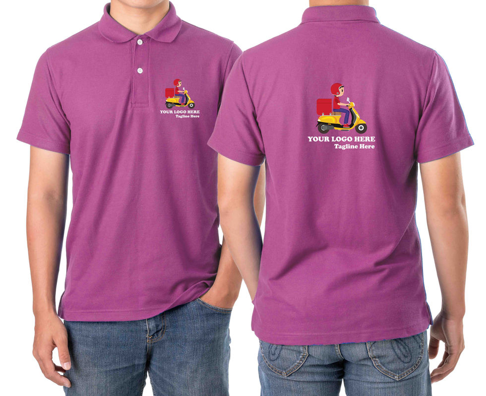 Dry fit Polo T Shirts for riders and delivery boys with company branding.