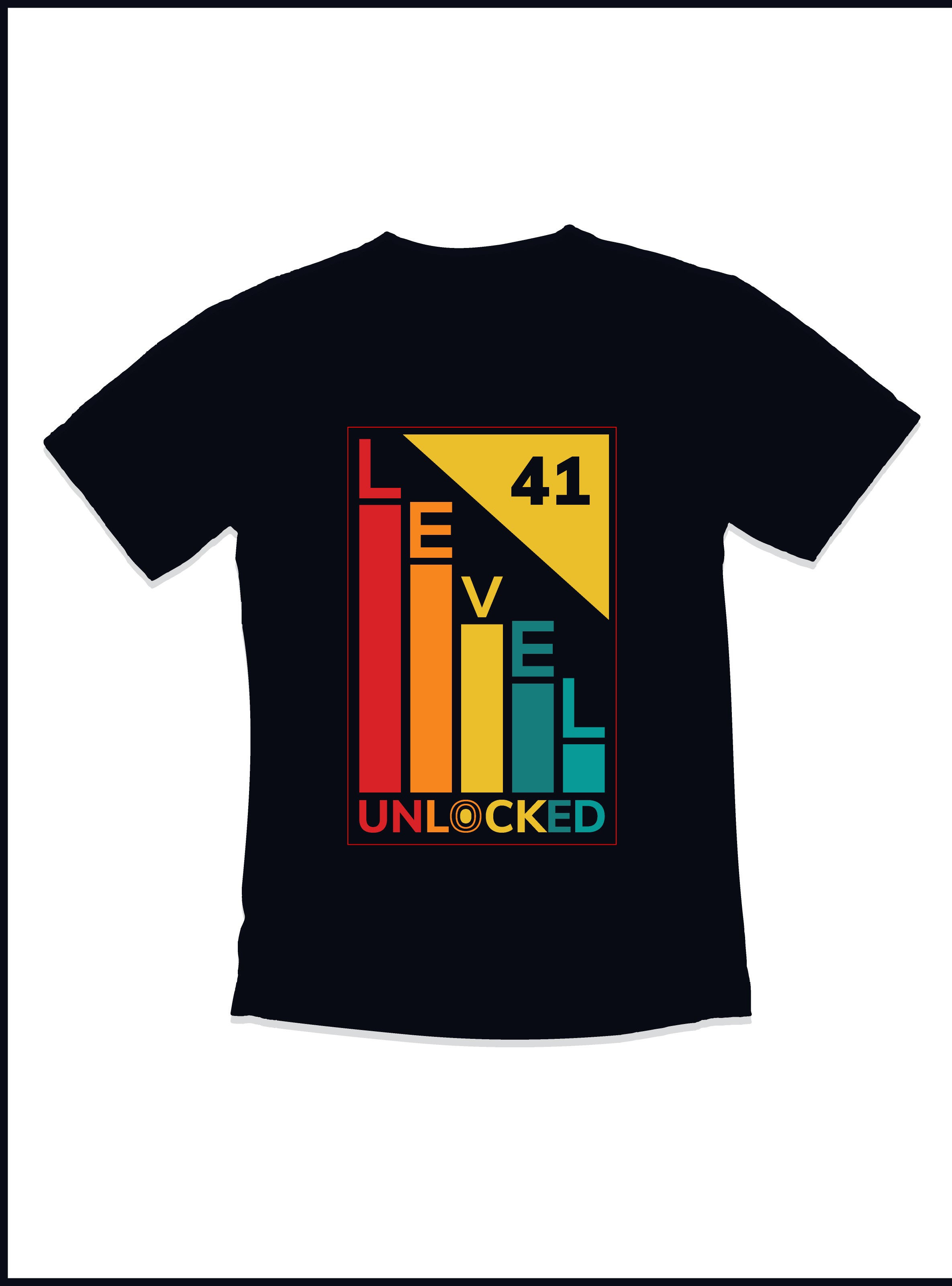 birthday 41 level unlocked gaming typography t shirt