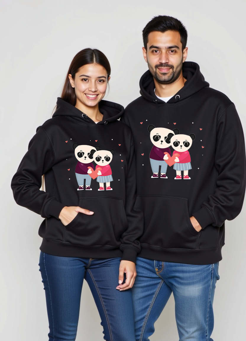 Thumbnail: Printed “Let’s Be Weird Together” Matching Hoodie Set – Funny & Romantic Combo