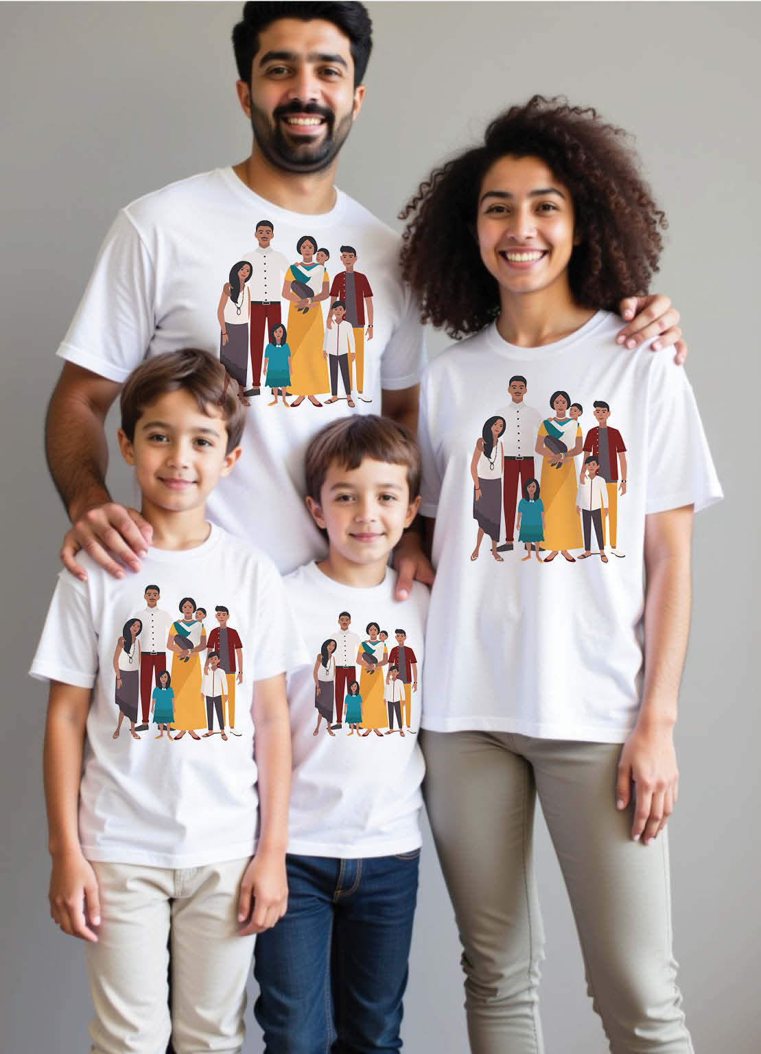 Chennai T Nagar Family Matching T-Shirts – Classic Indian Prints for All