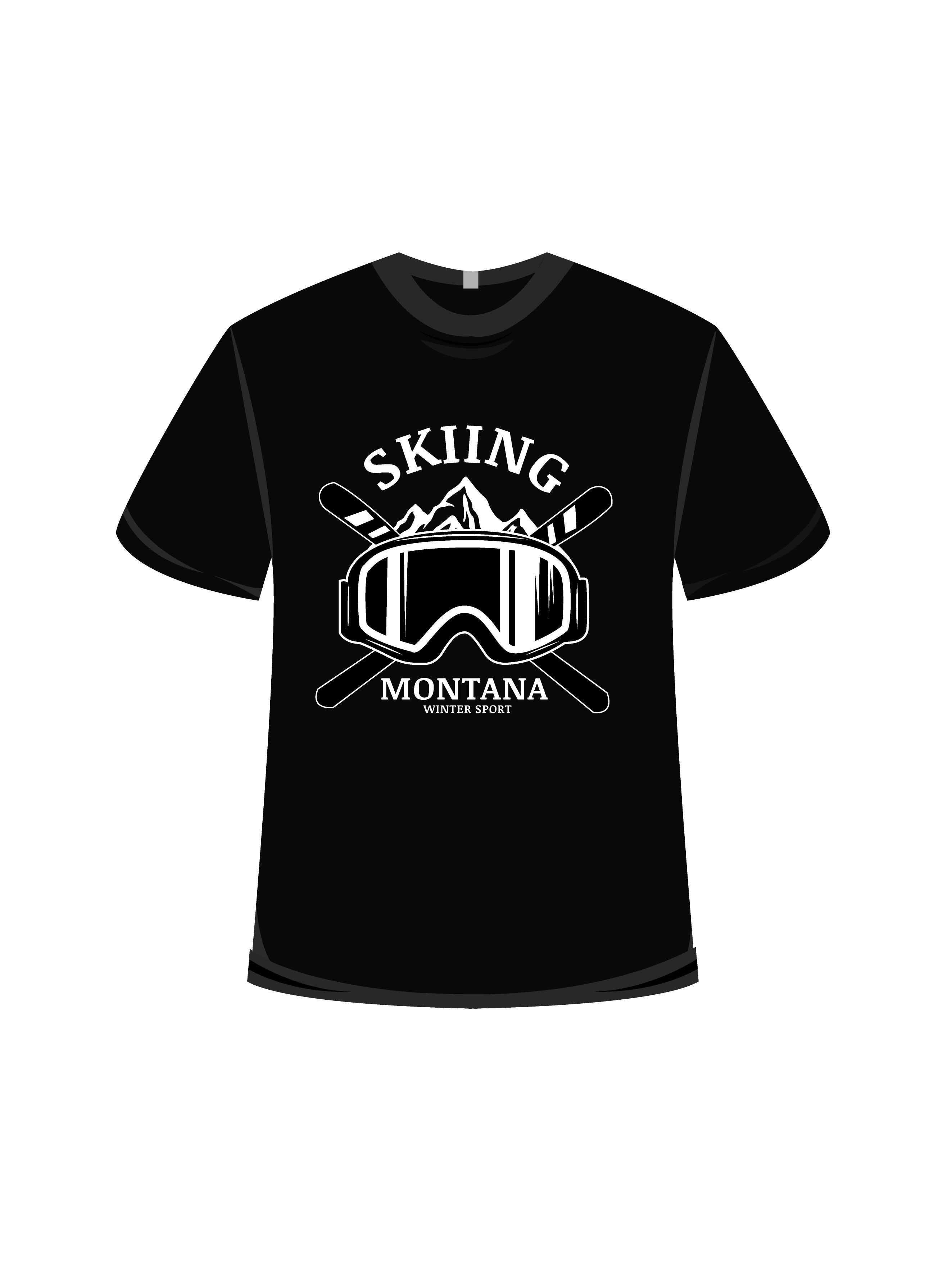 Skiing montana typography t shirt