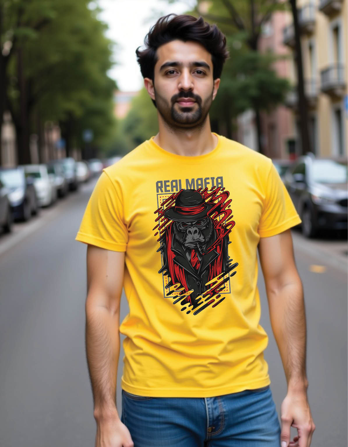 Steel Fang Classic Tee with Industrial Wolf Graphic in Ink