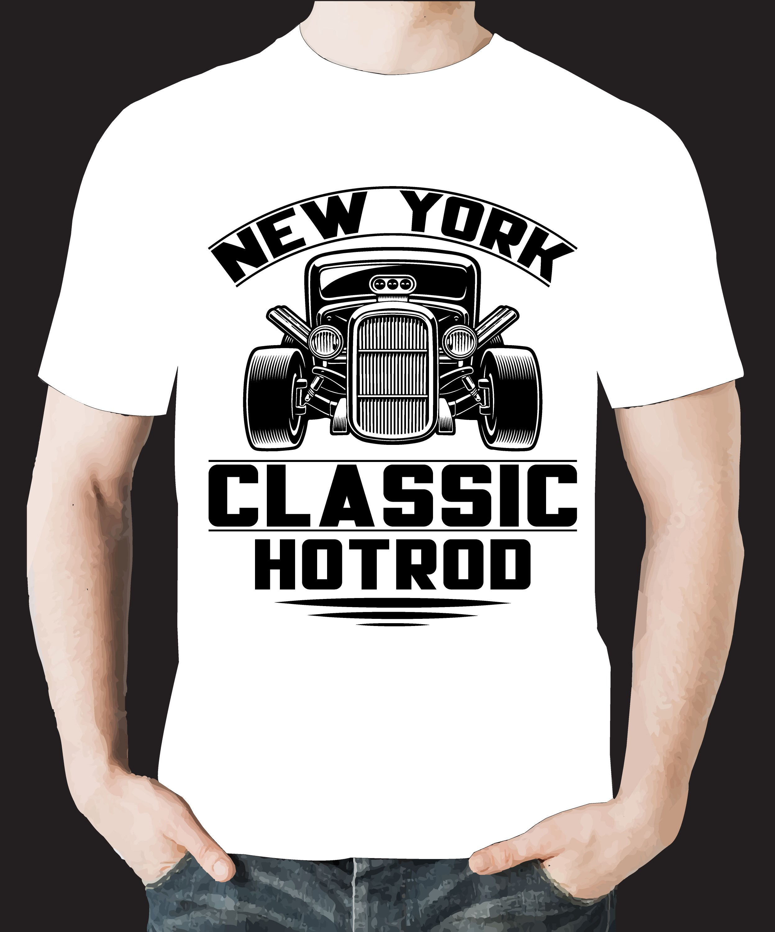 new york classic hotrod typography printed t shirts