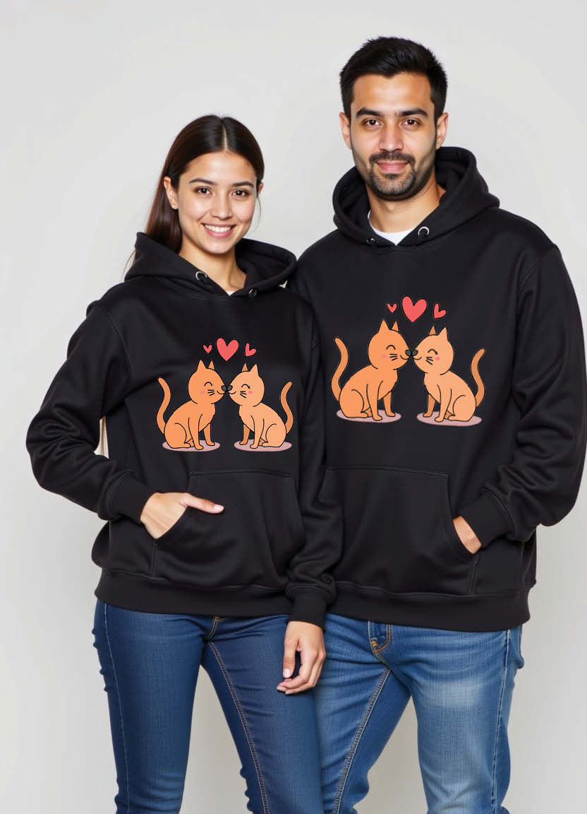 Thumbnail: Bhagalpur to My Heart – Romantic Matching Couple Hoodie Set with Bihar Love Vibes