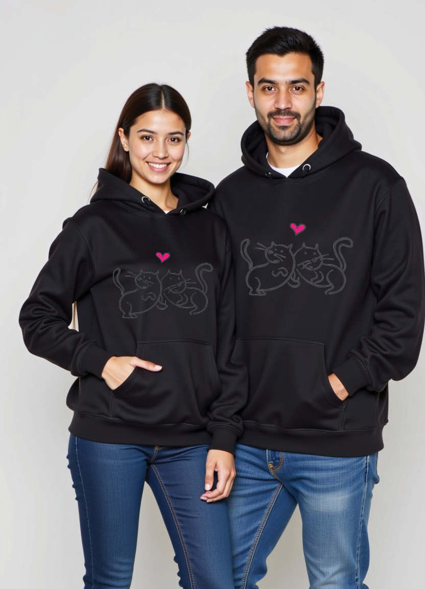 Matching Couple Hoodie Set with “Forever Begins With You” Romantic Typography