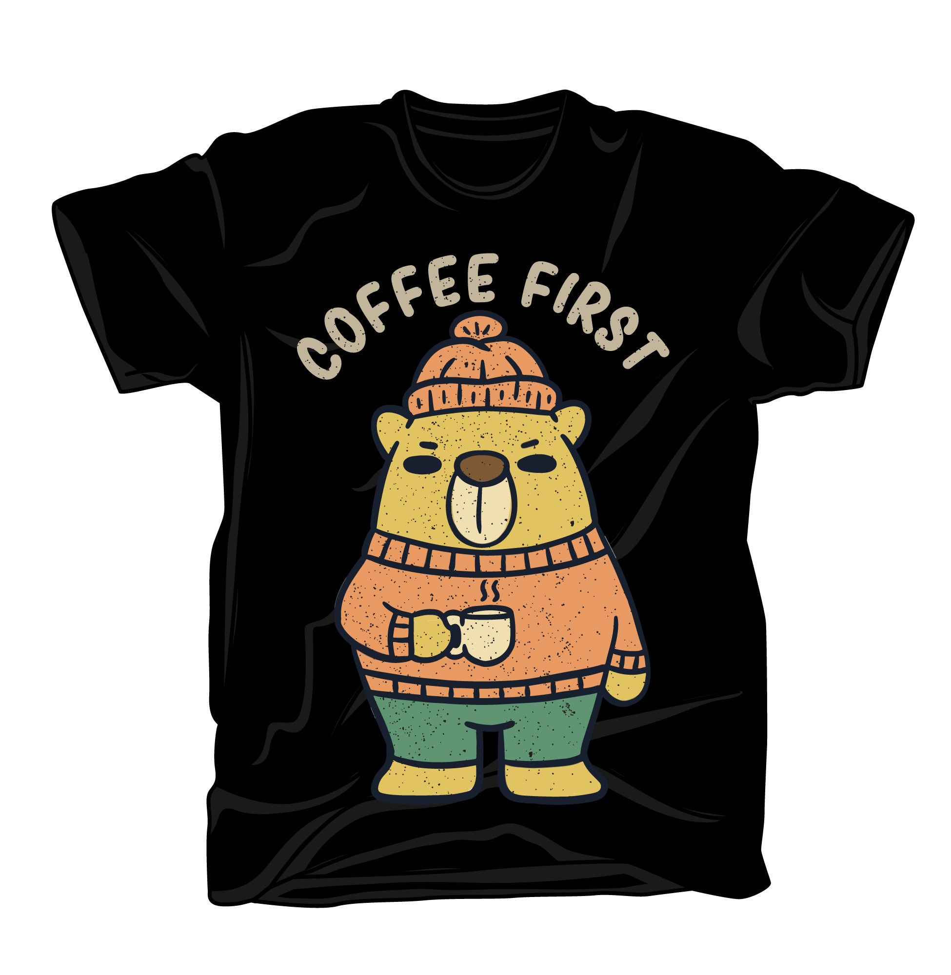 coffee first typography printed t shirts