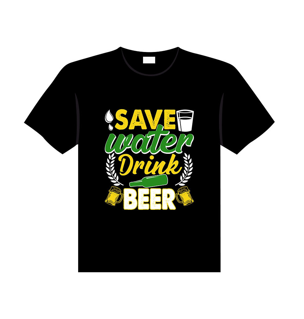 save water drink beer graphic printed t shirt.