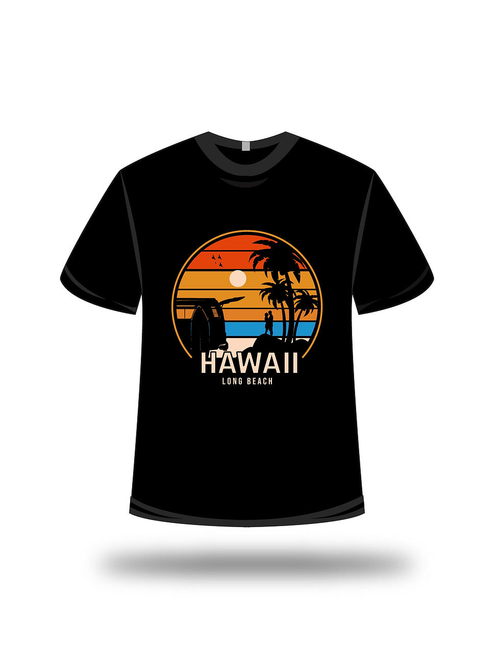 Hawaii long beach typography t shirt