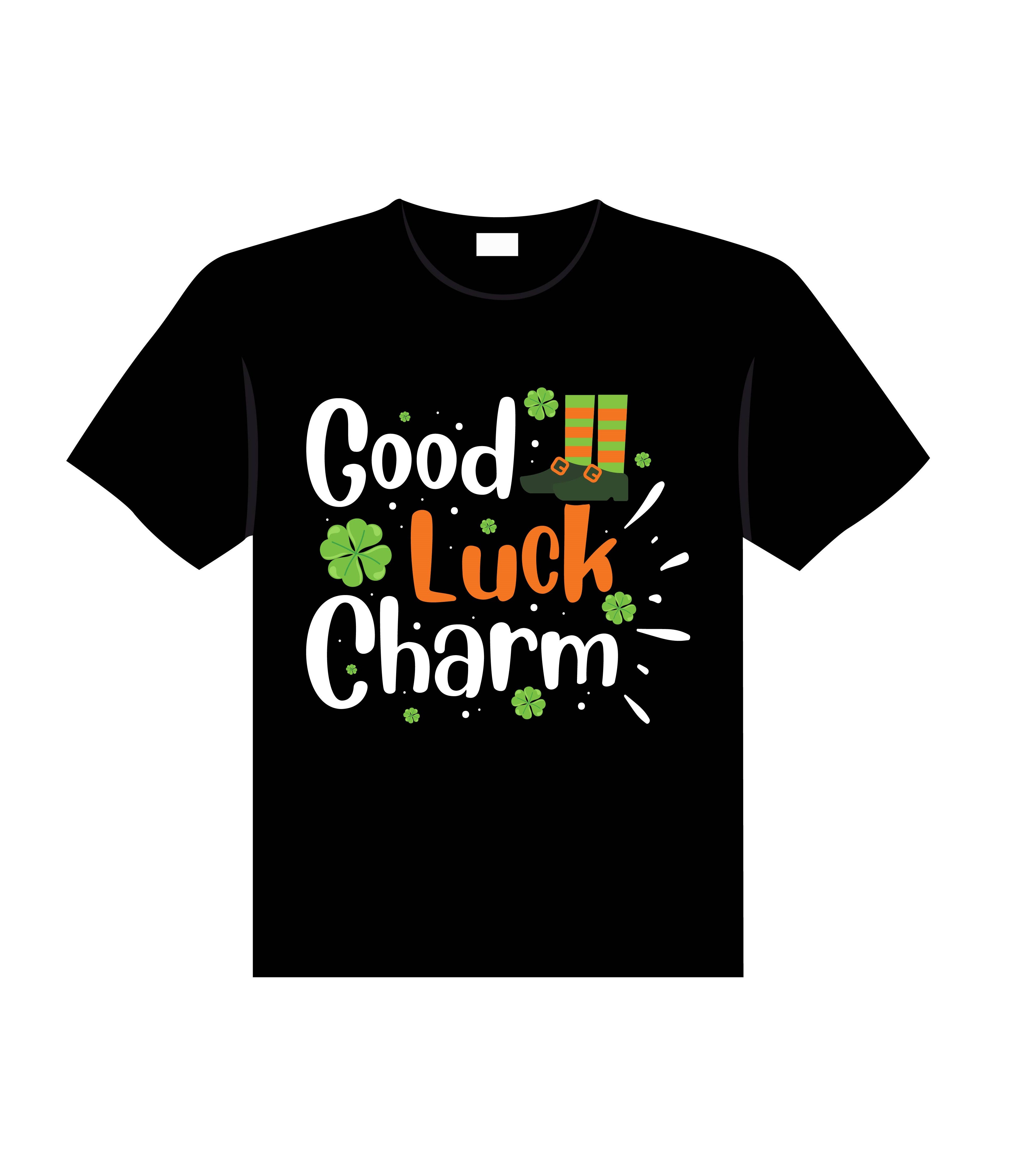good luck charm typography printed t shirts
