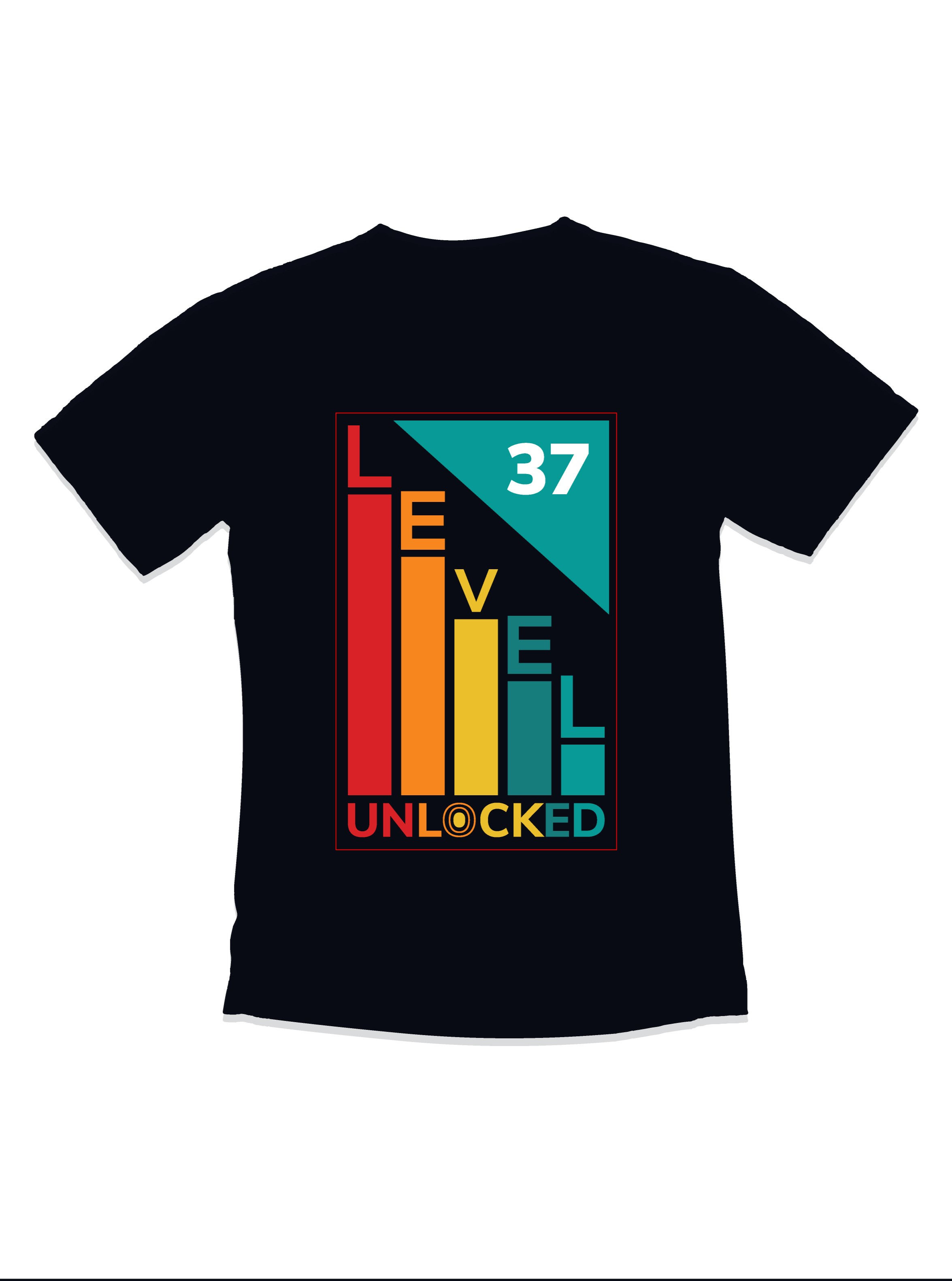 birthday 37 level unlocked gaming typography t shirt