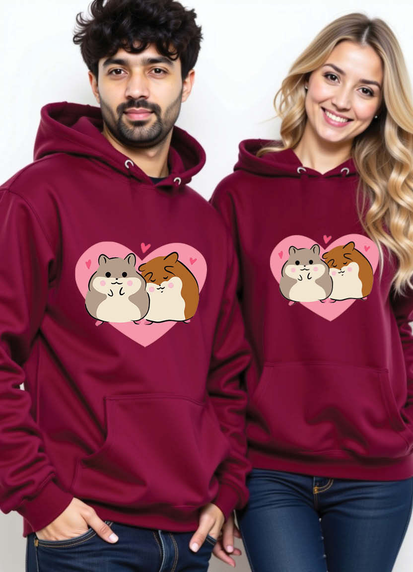 Adoring Raccoon Couple Hoodies with Sweet Animal Theme for Loving Partners