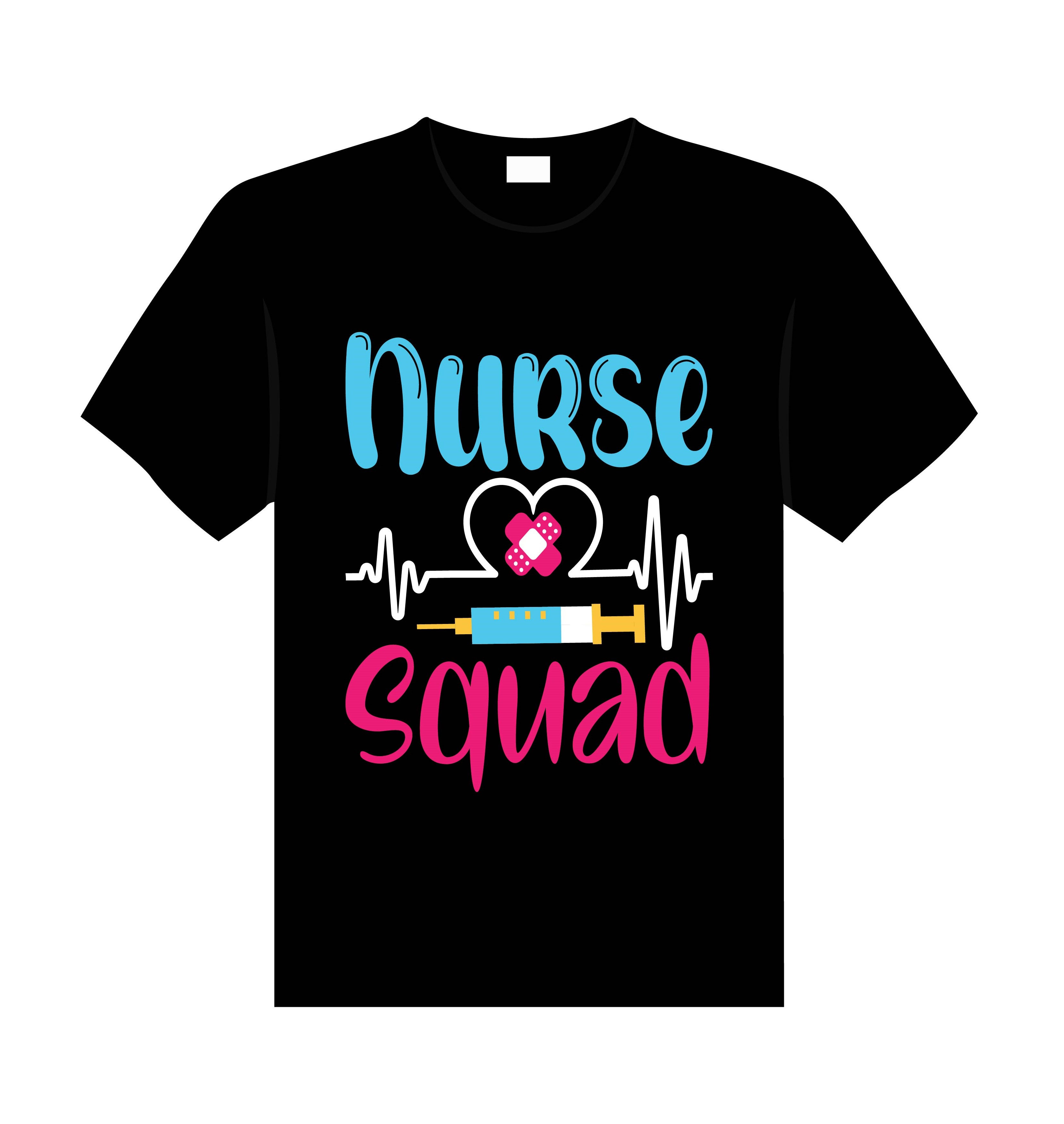 nurse squad typography printed t shirts