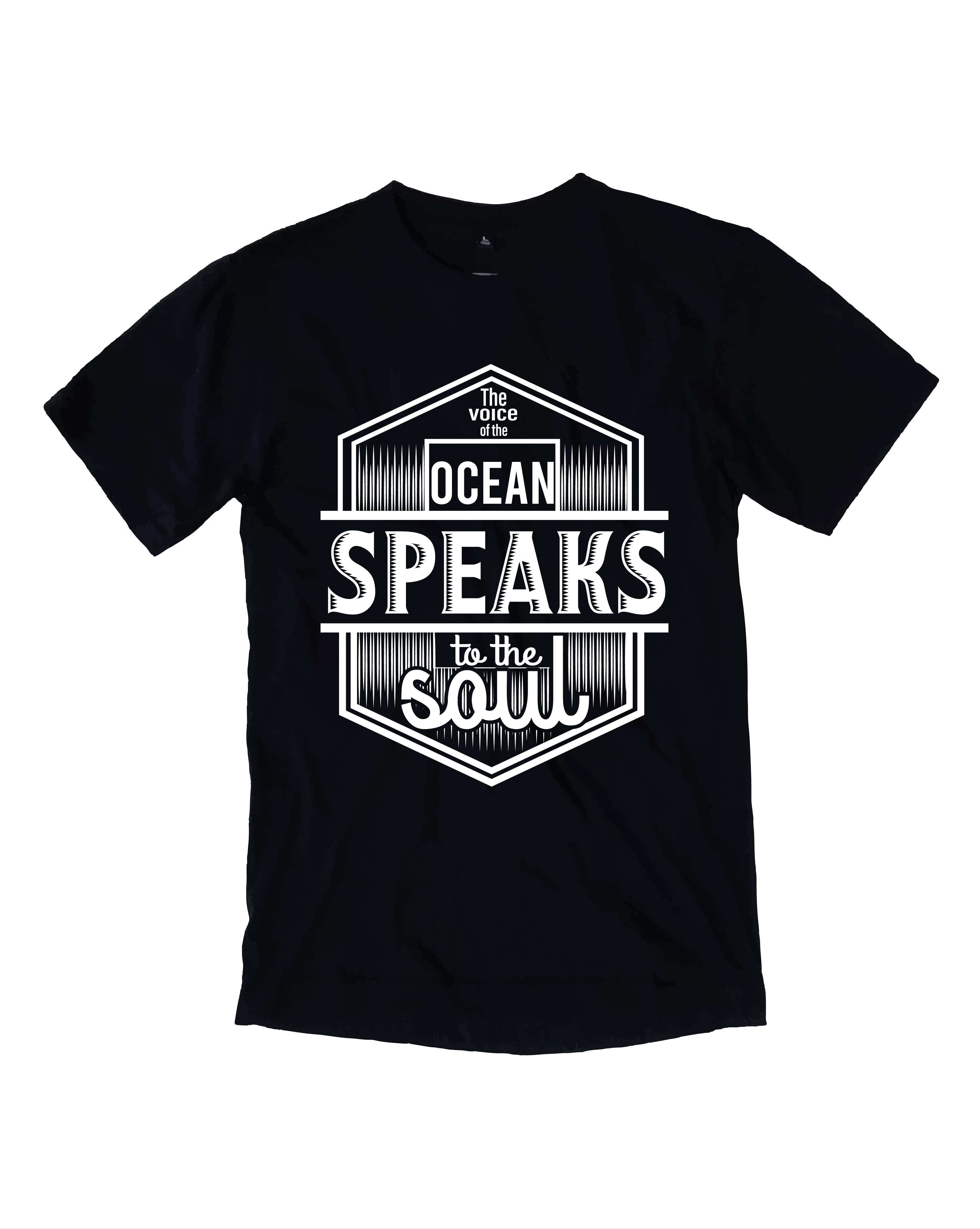 The voice of the ocean speaks to the soul typography printed t shirts