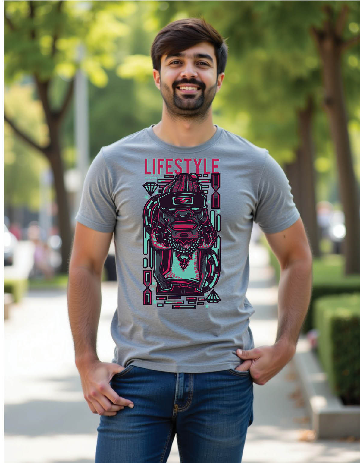Phantom Road Regular Fit T-Shirt with Ghostly Path Print Art