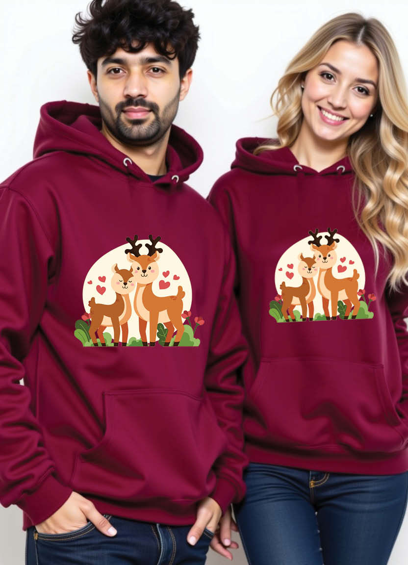 Printed Hoodie Set for Couples with “Always Connected, Never Apart” Message