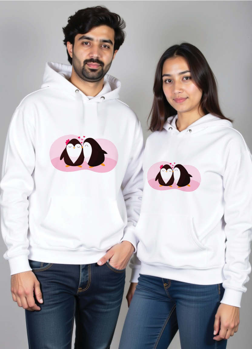 Love Doesn’t Need Words Matching Couple Hoodies – Minimal Romantic Sweatshirt Set