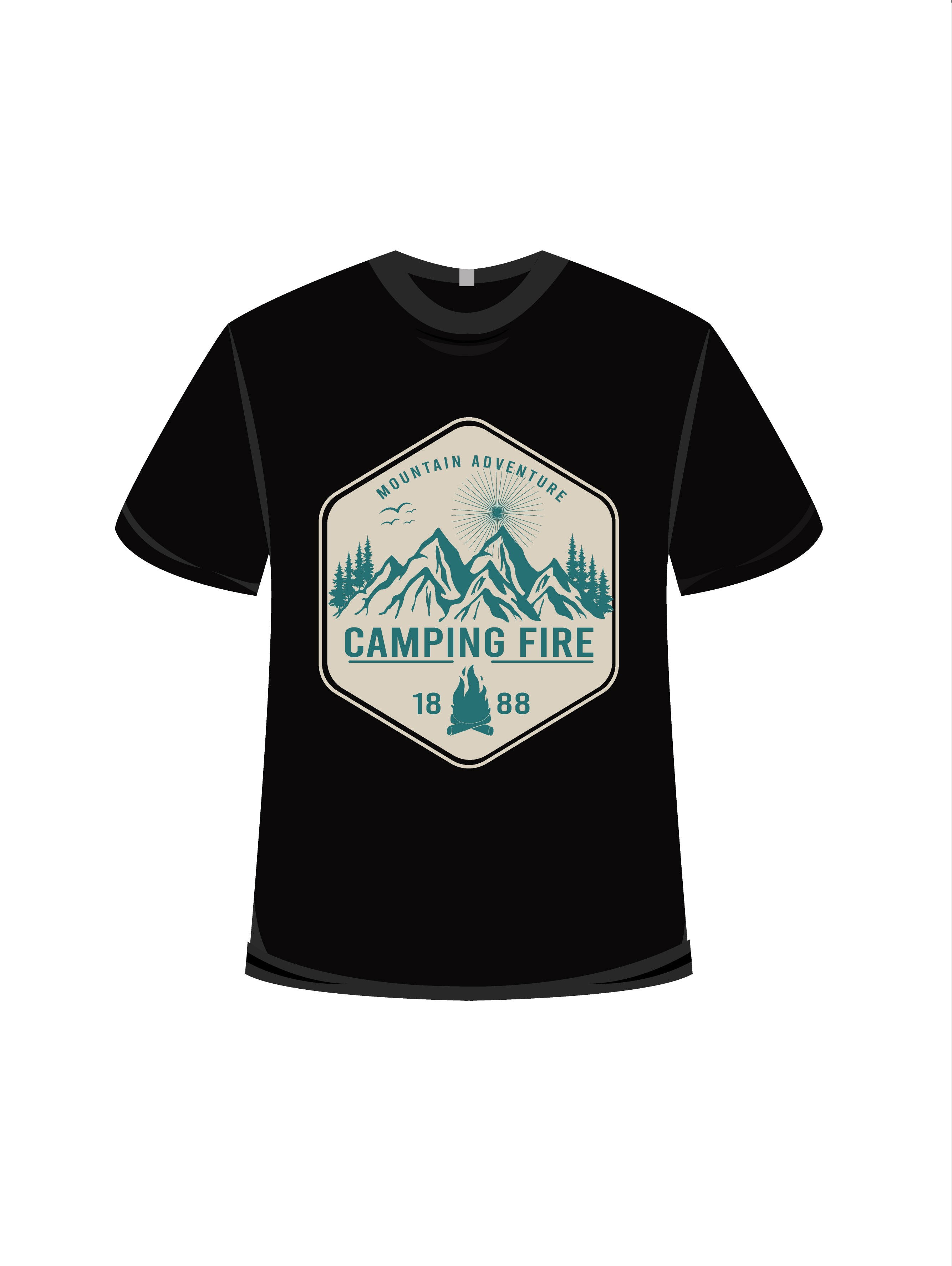 camping fire 1888 adventure graphic printed t shirts