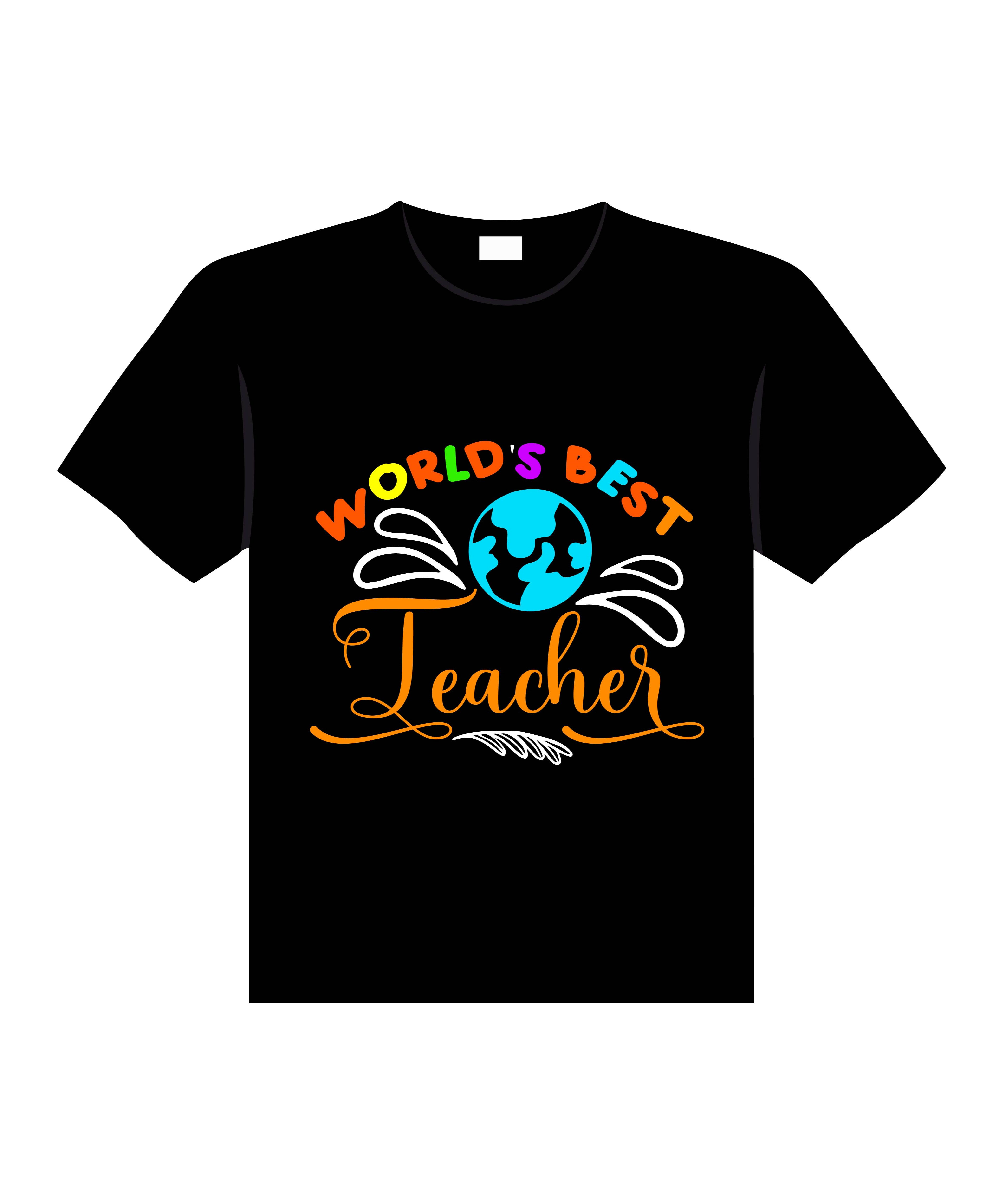 worlds best teacher typography printed t shirts