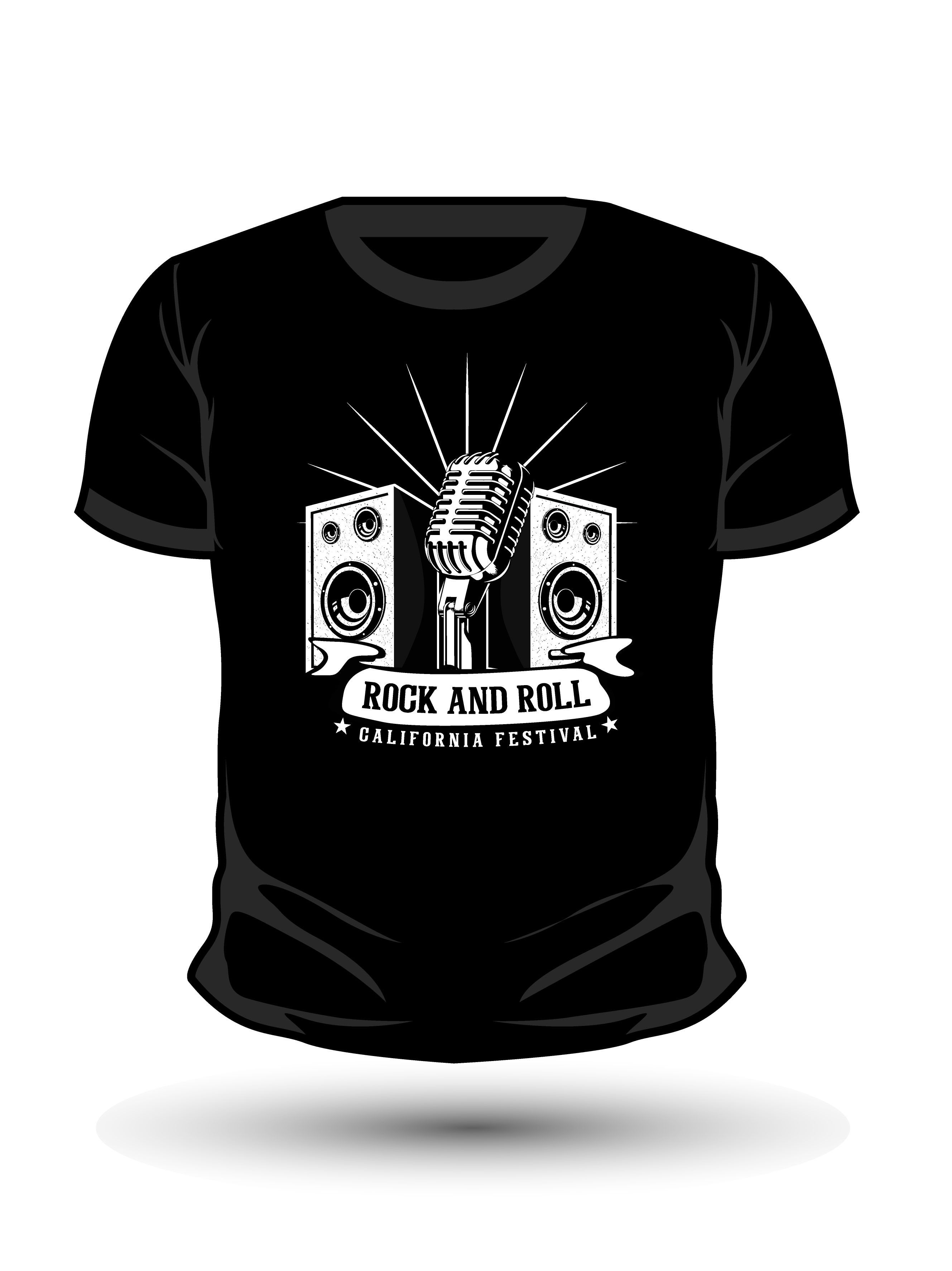 Rock and roll california festivel typography t shirt