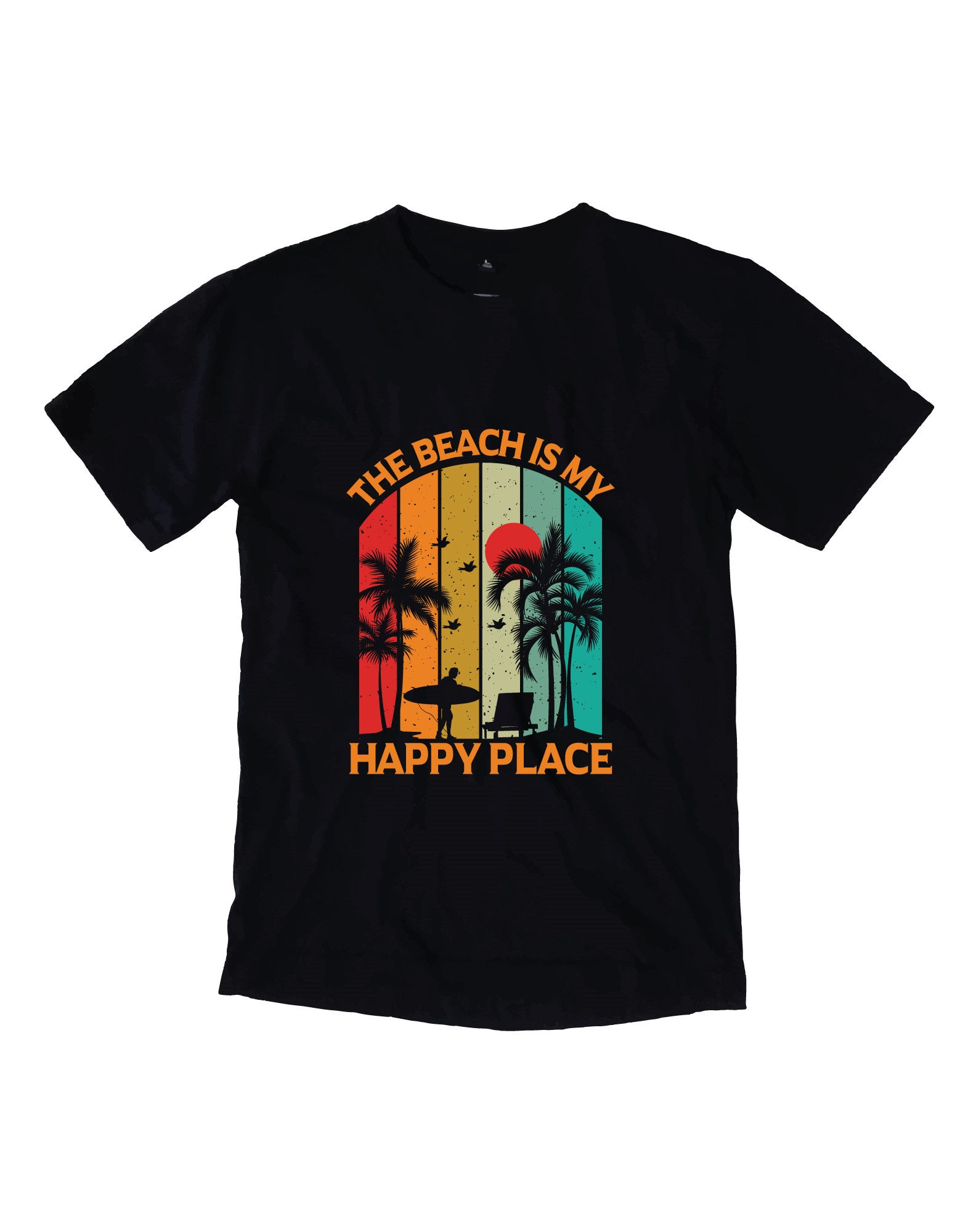 the beach is my happy place typography printed t shirts