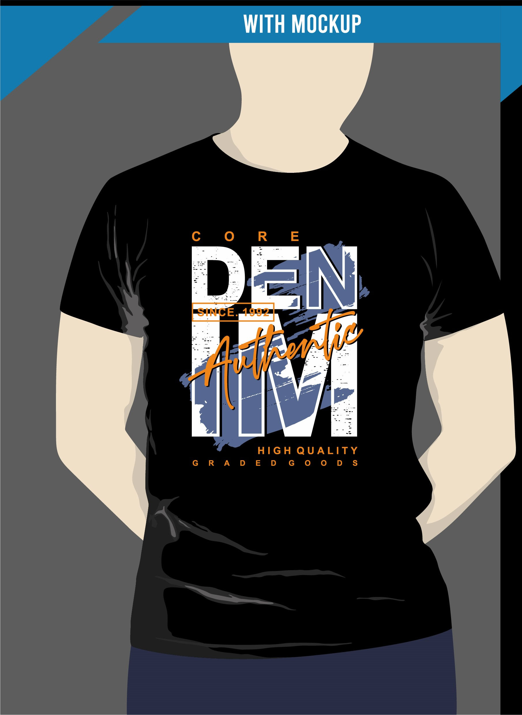 denim typography printed t shirts