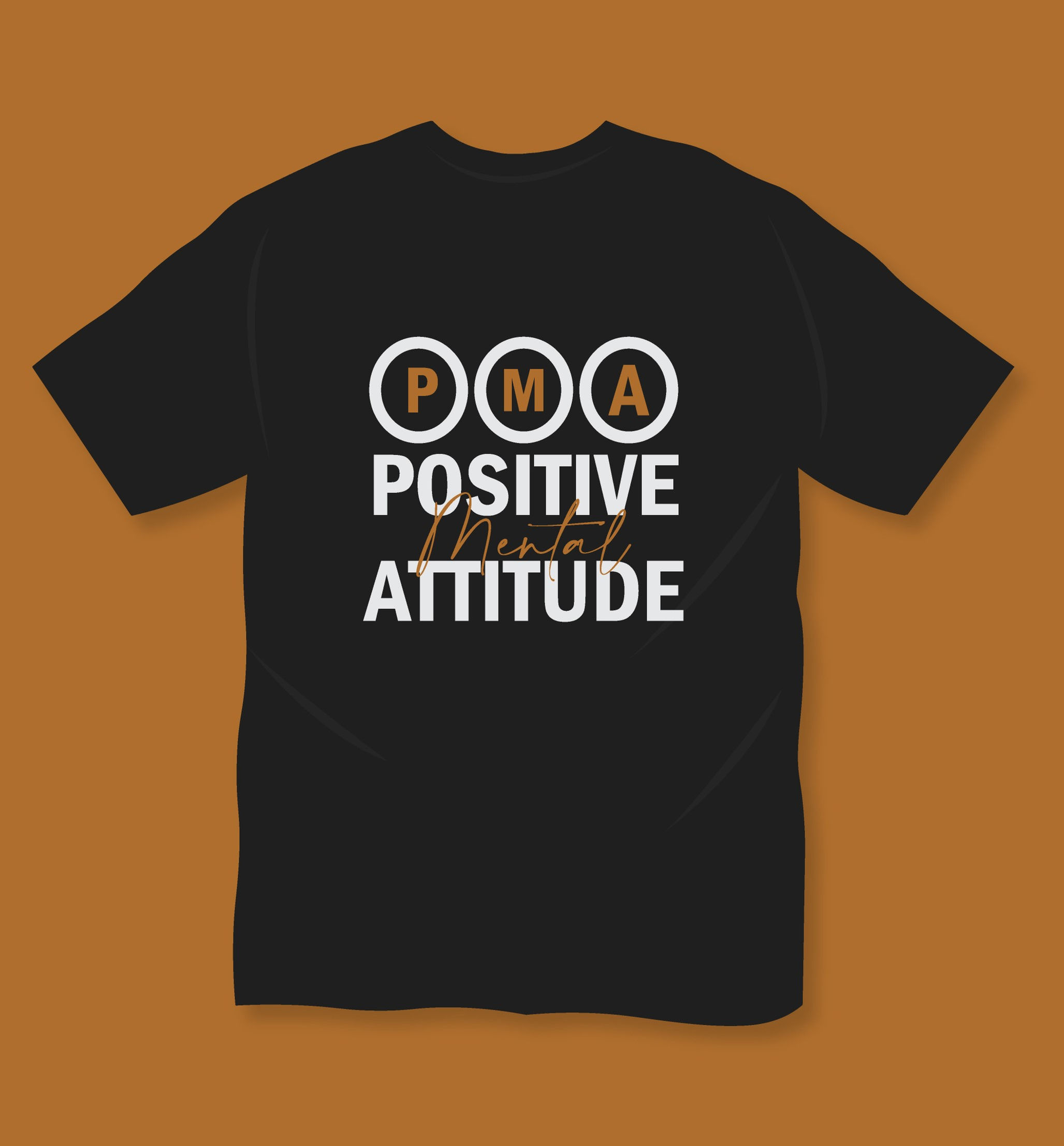 pma positive attitude typography printed t shirts