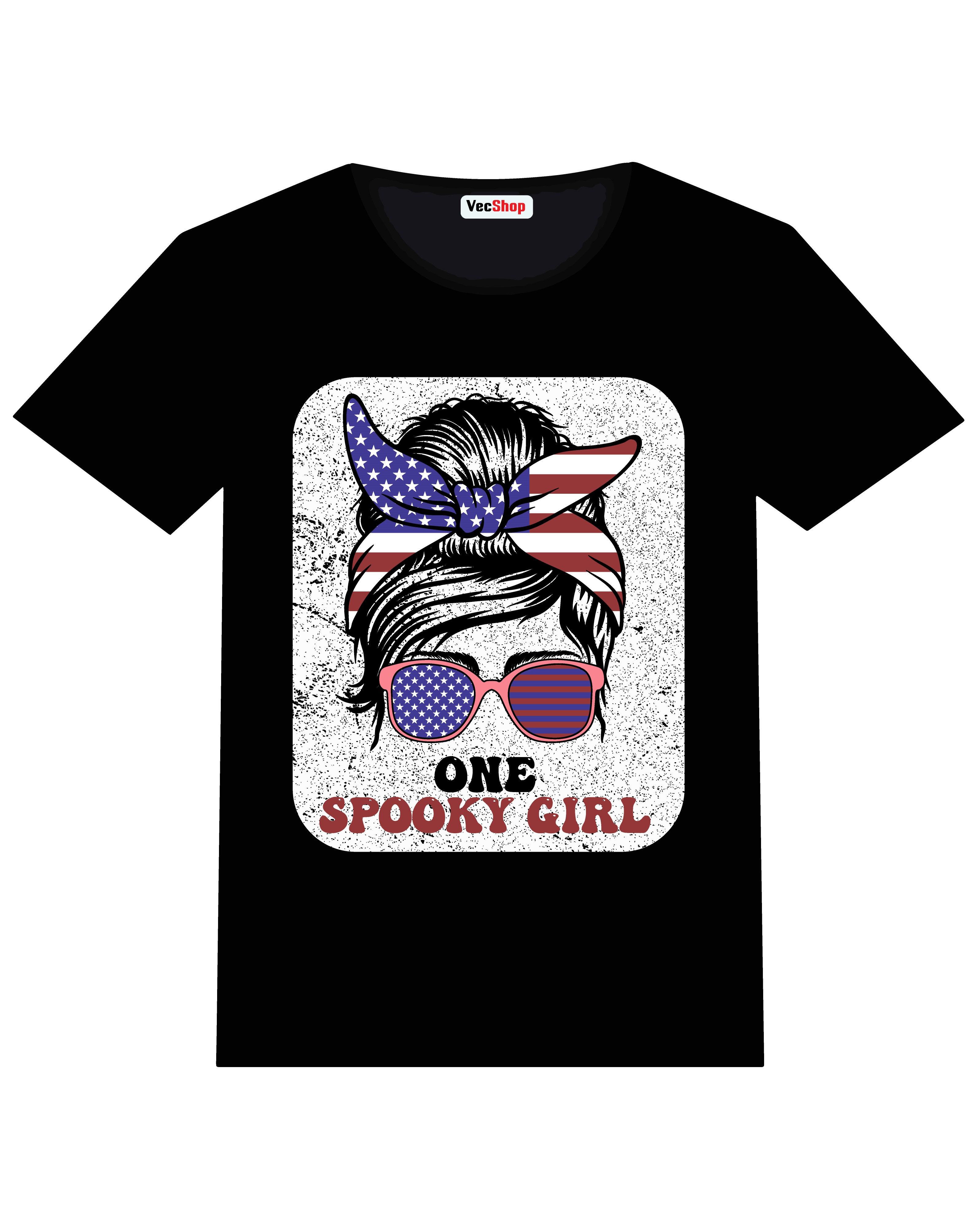 one spooky girl typography printed t shirts