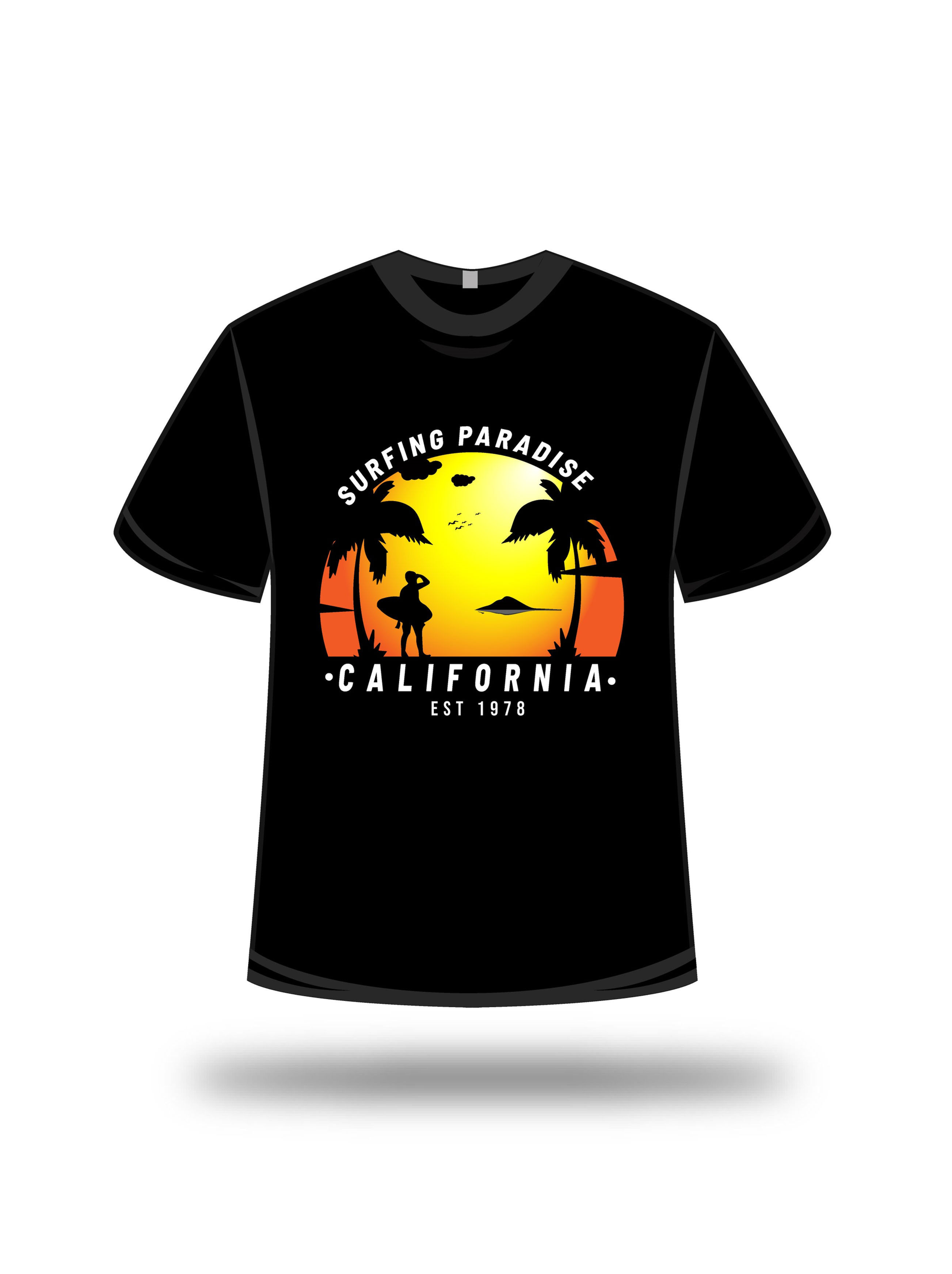 surfing paradise california est 1978 typography tshirt