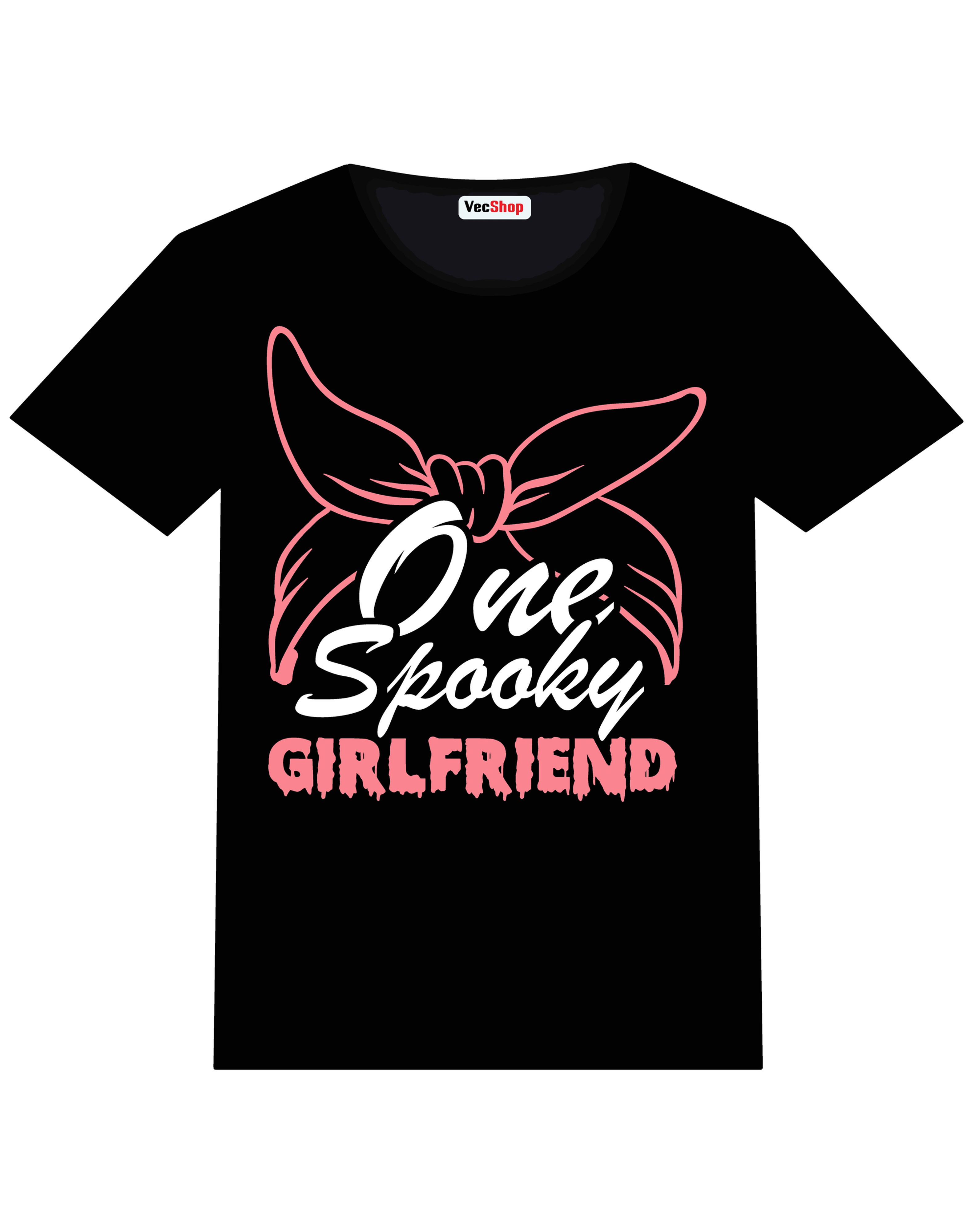 one spooky girlfriend typography printed t shirts
