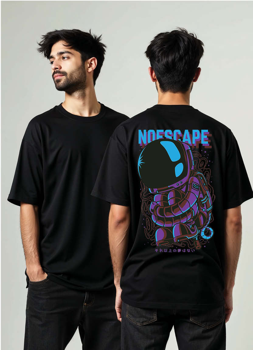 Virtual Streets Oversized T-Shirt with Neon Cyberpunk-Inspired Design