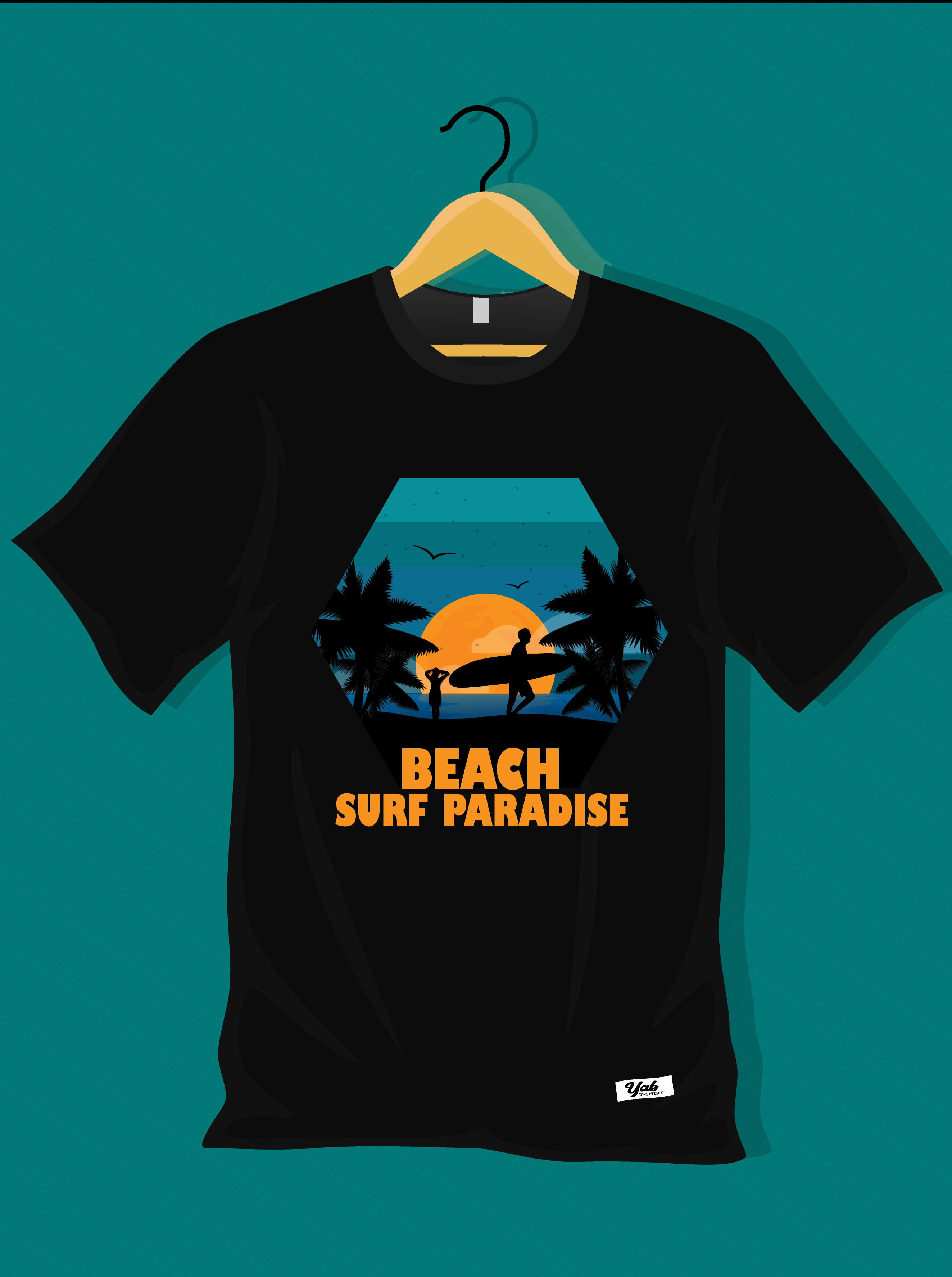 Beach surf paradise typography printed t shirts