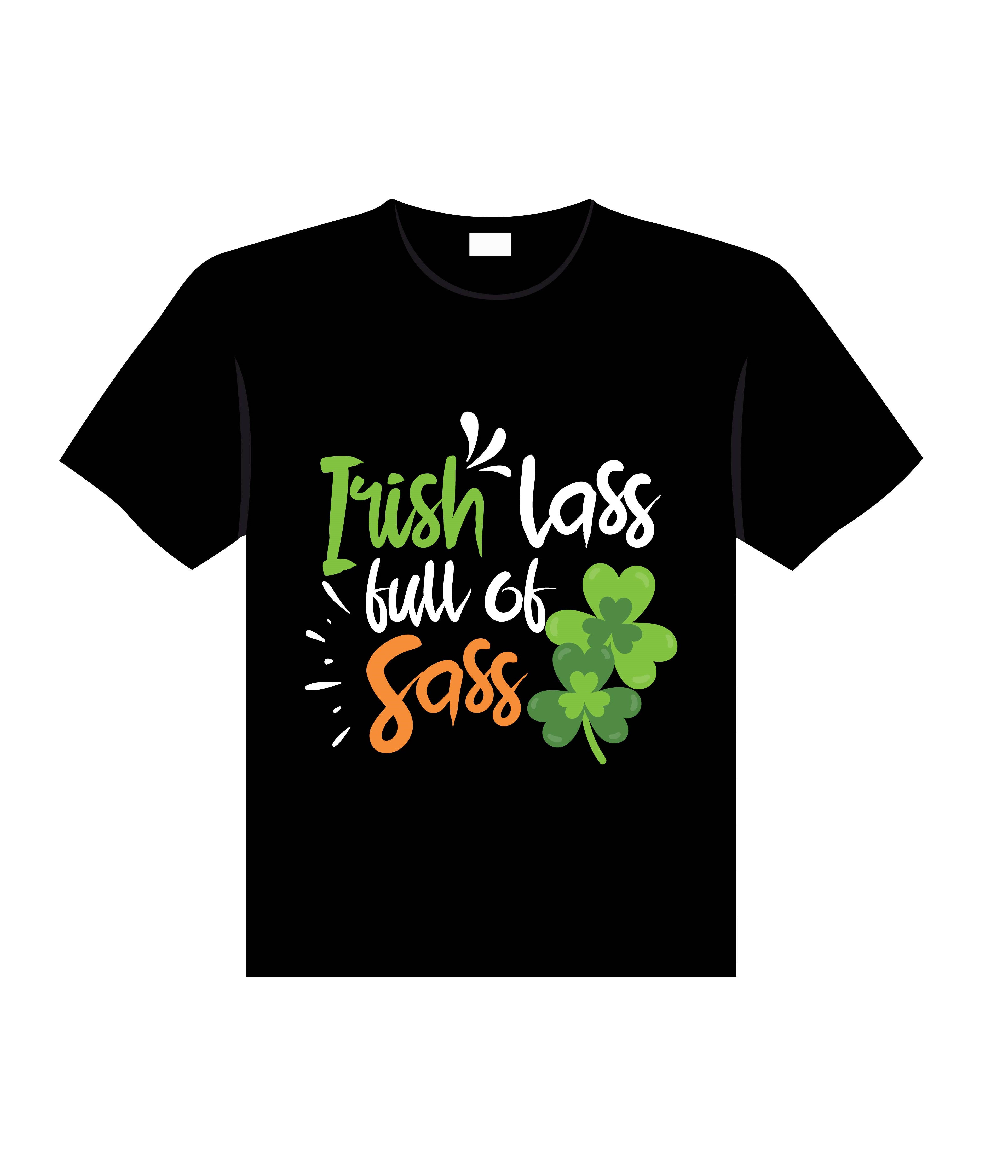 irish lass full of sass typography printed t shirts