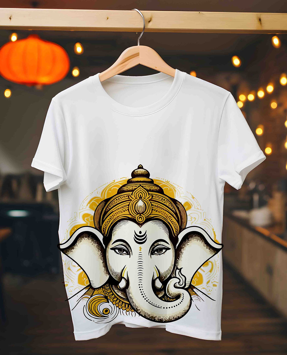 Thumbnail: Dhanbad Full Graphic Ganesh Chaturthi T-Shirts: Coal Capital in Bright Festive