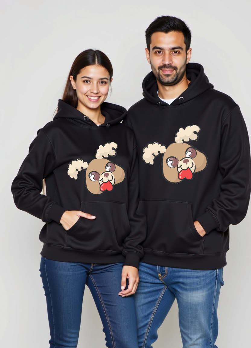 Matching Couple Hoodie Set with “We’re Just Right Together” Bold Design