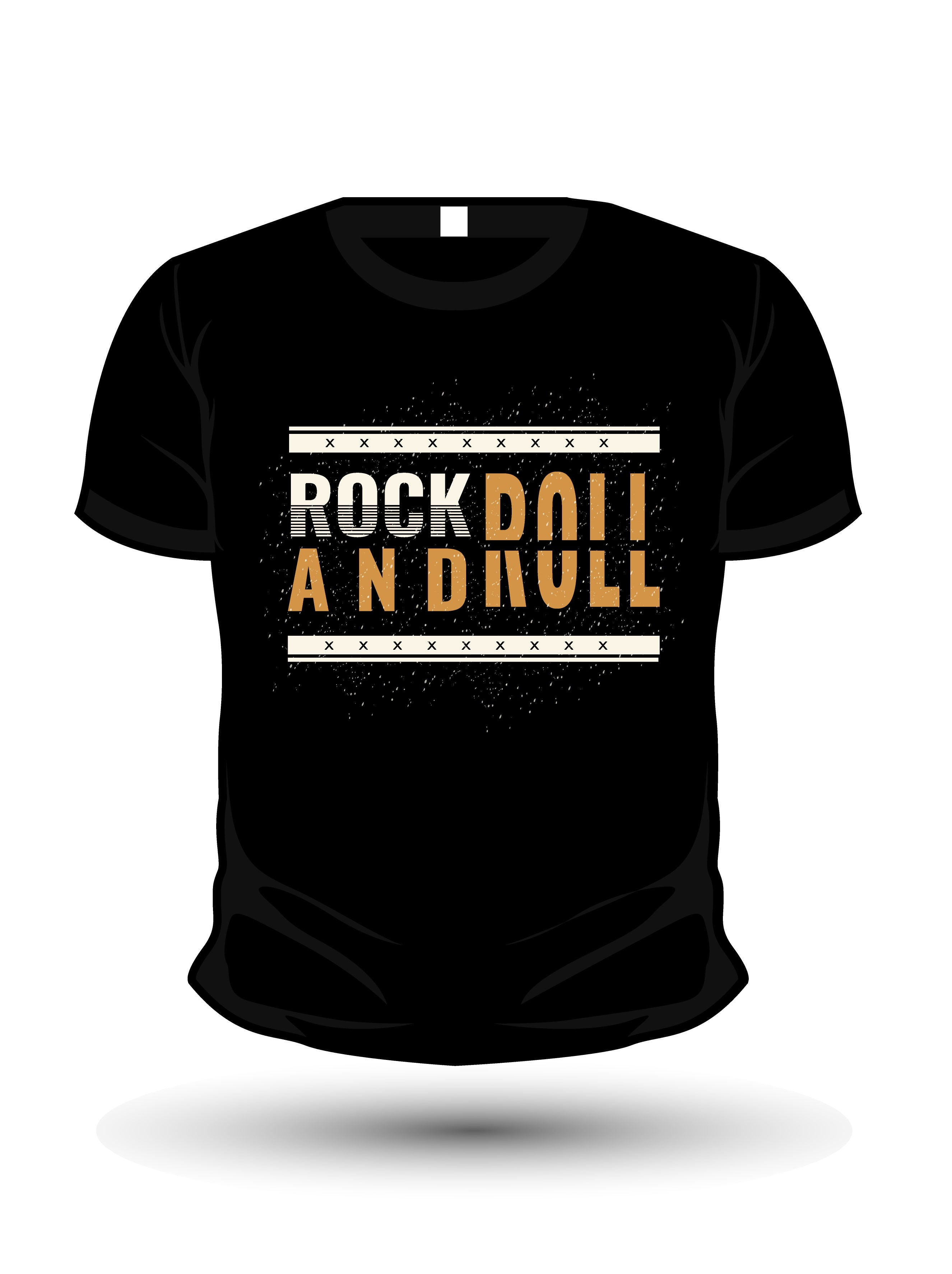rock and roll typography printed t shirts