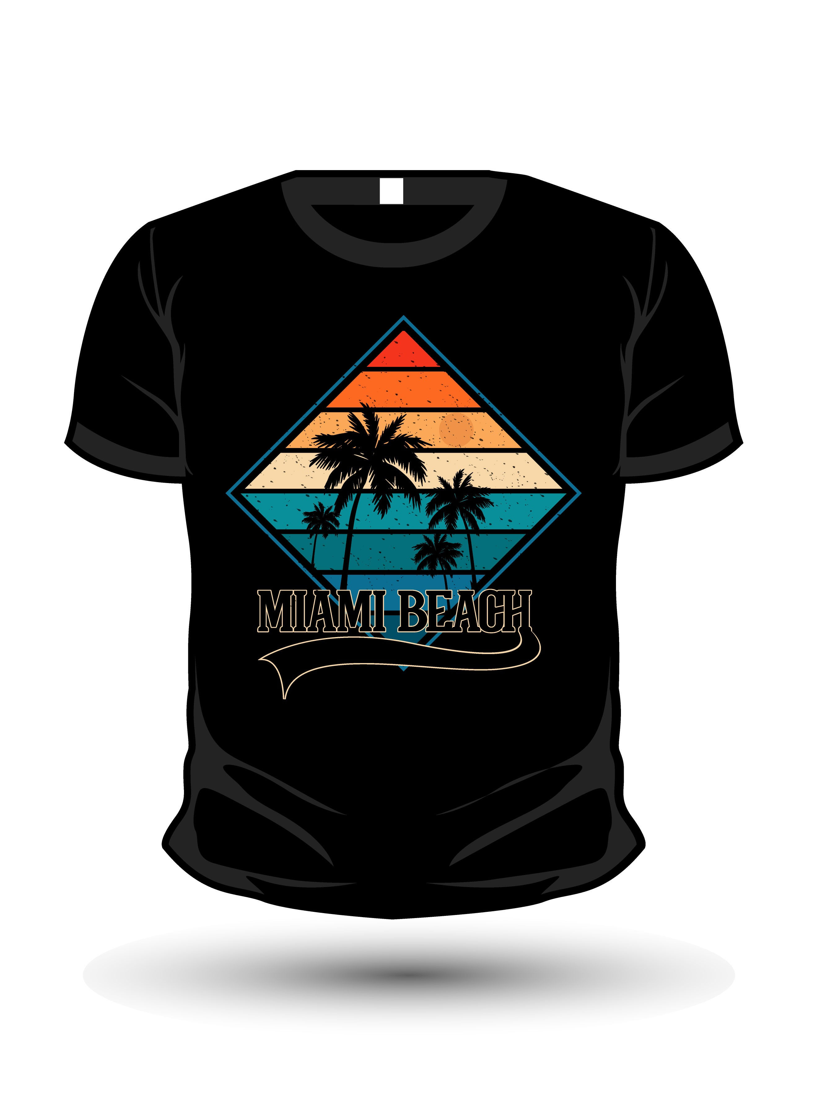 Miami beach typography printed tshirts