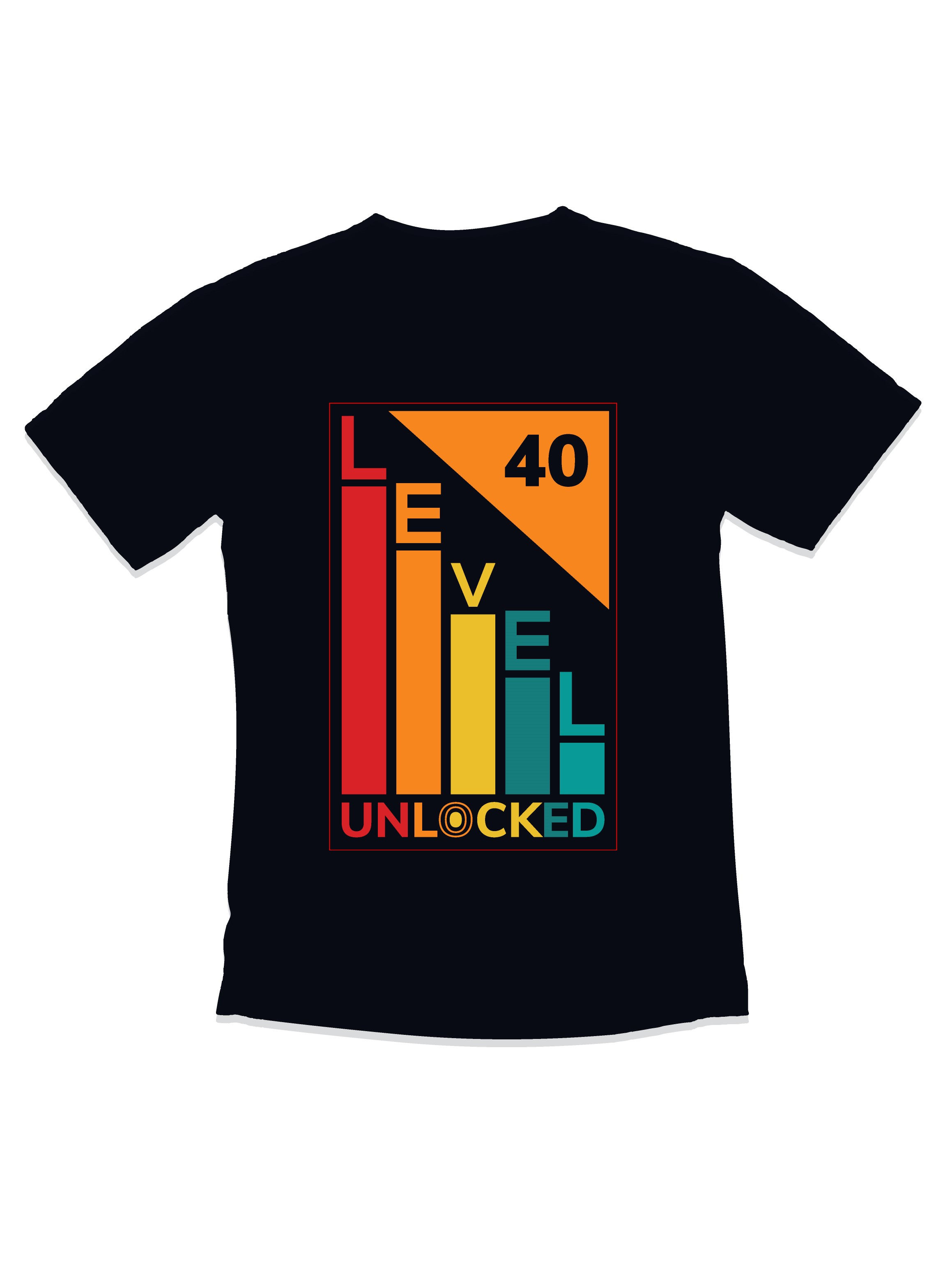 birthday 40 level unlocked gaming typography t shirt