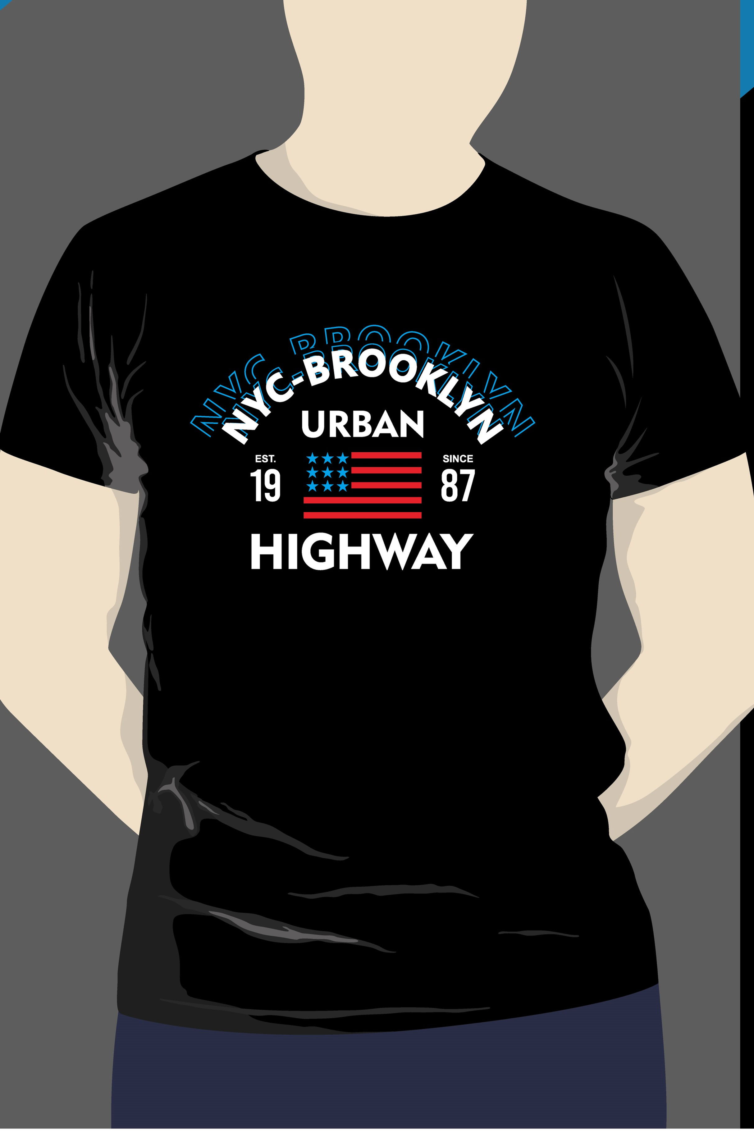 Nyc brooklyn urban 1987 highway typography printed t shirts