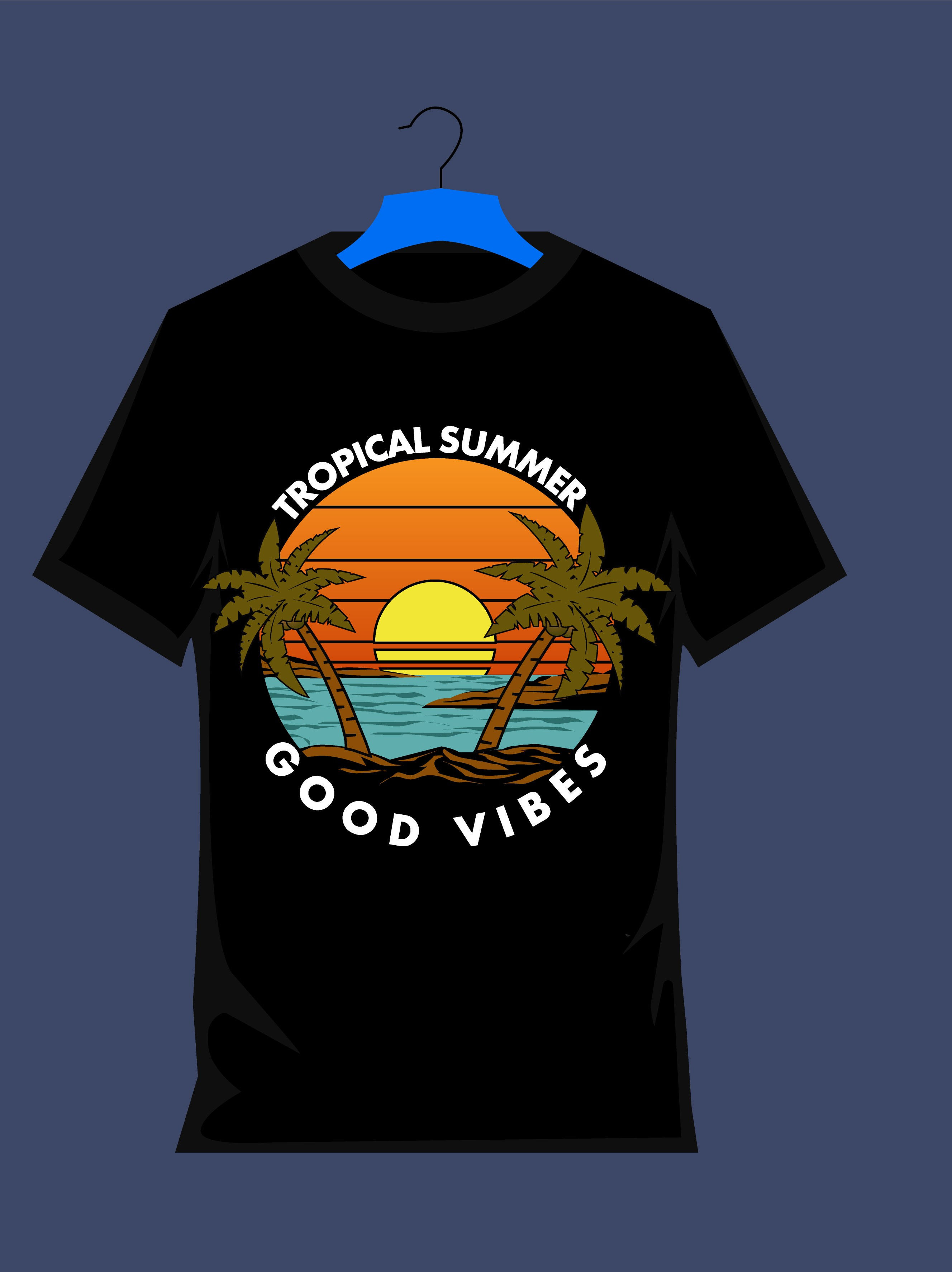 Tropical good vibes typography printed t shirts
