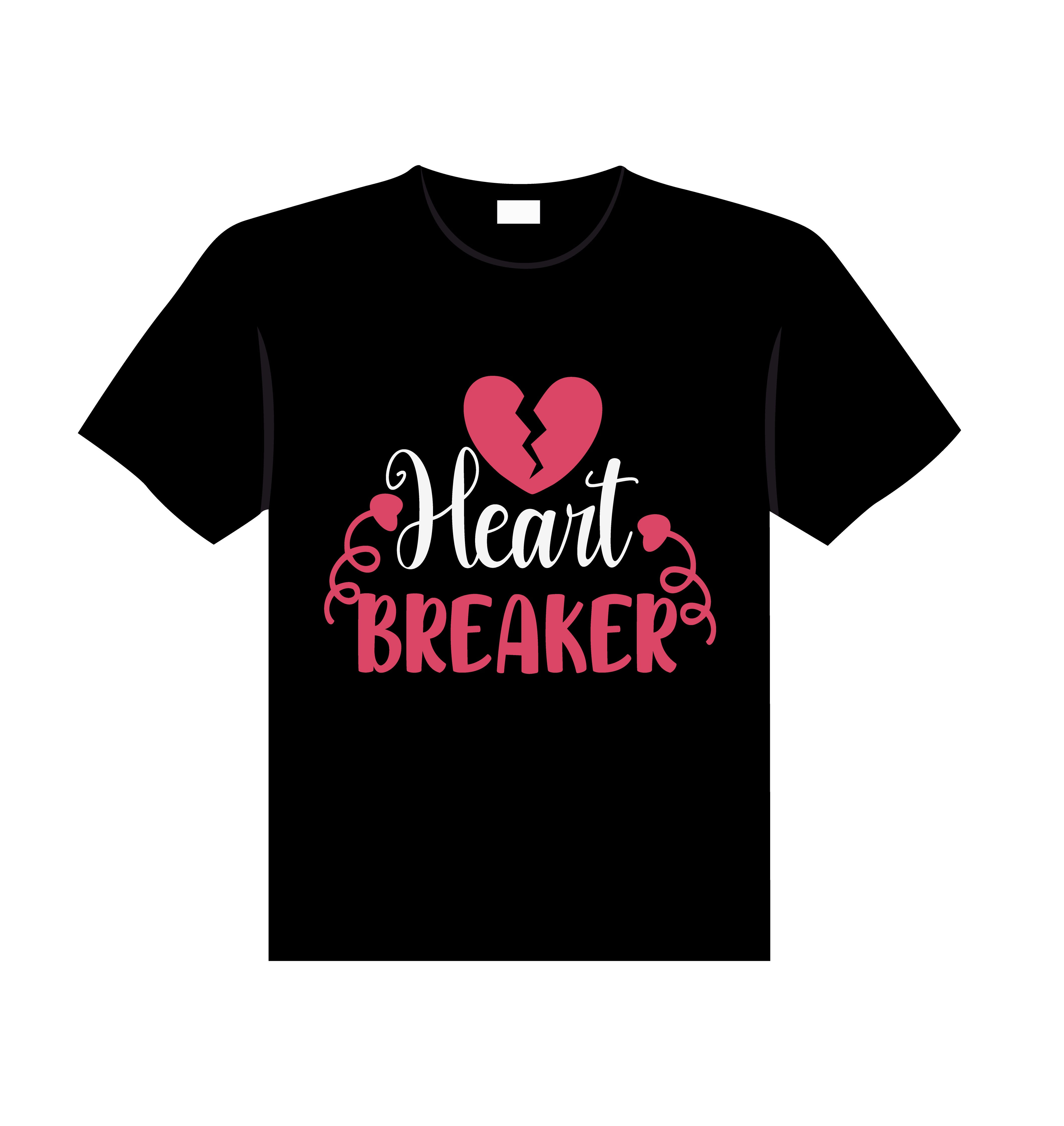 heart breaker typography printed t shirts