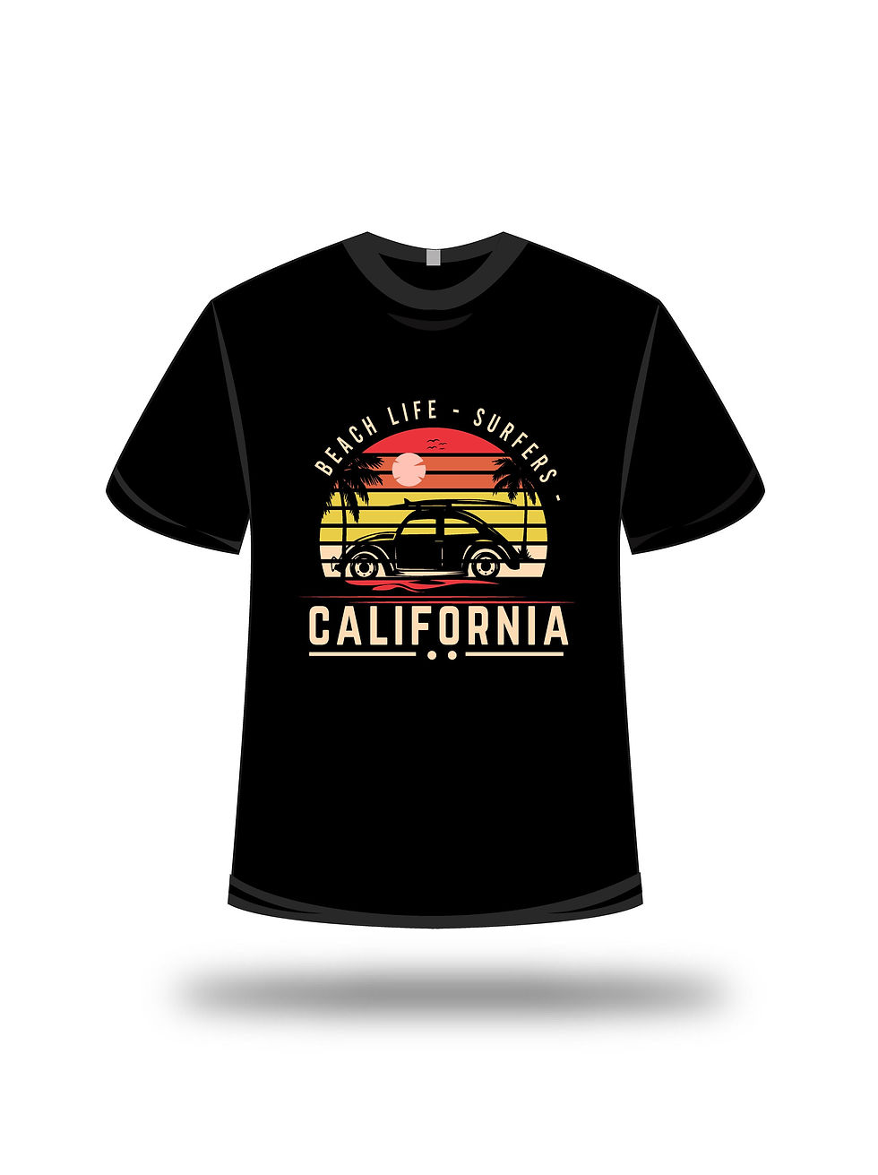 Beach life surfers california typography printed tshirts