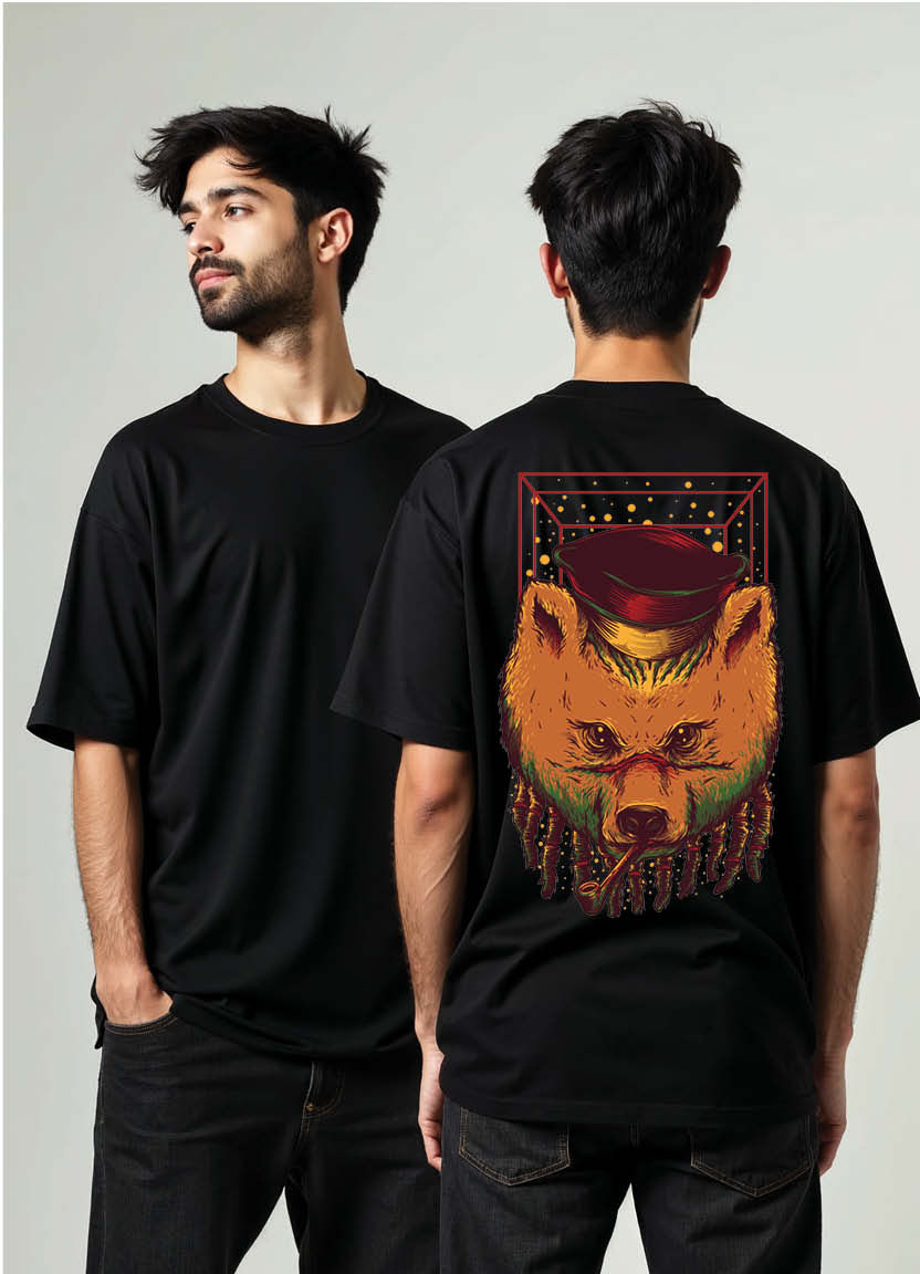 Tribal Street Vibes Oversized T-Shirt with Bold Cultural Print Design
