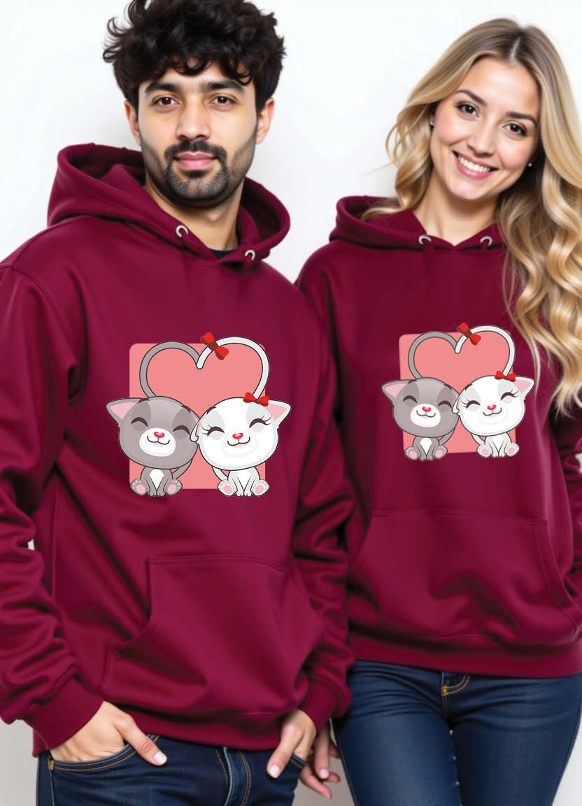 Thumbnail: Matching Couple Hoodies with “Made for Each Other” Bold Love Statement Print