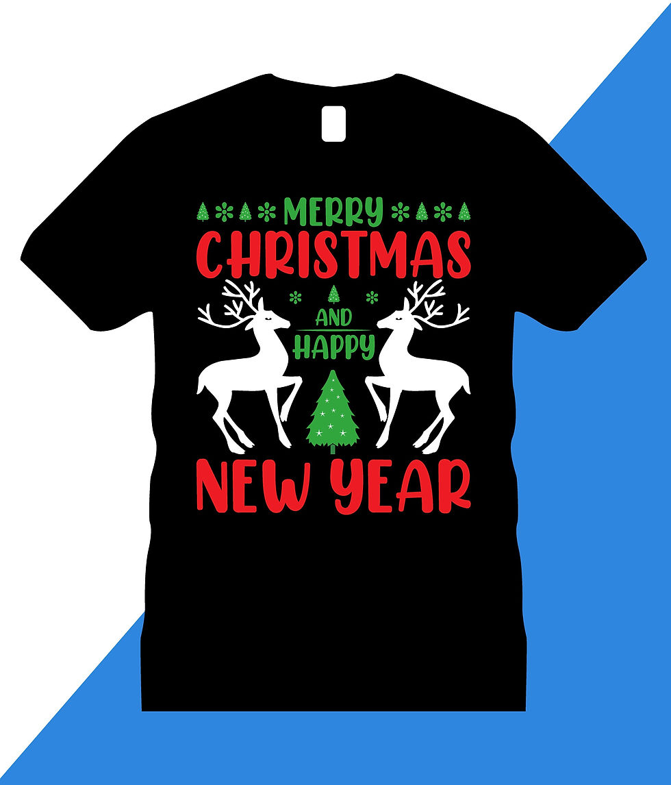 Thumbnail: merry christmas a happy new year graphic printed t shirts