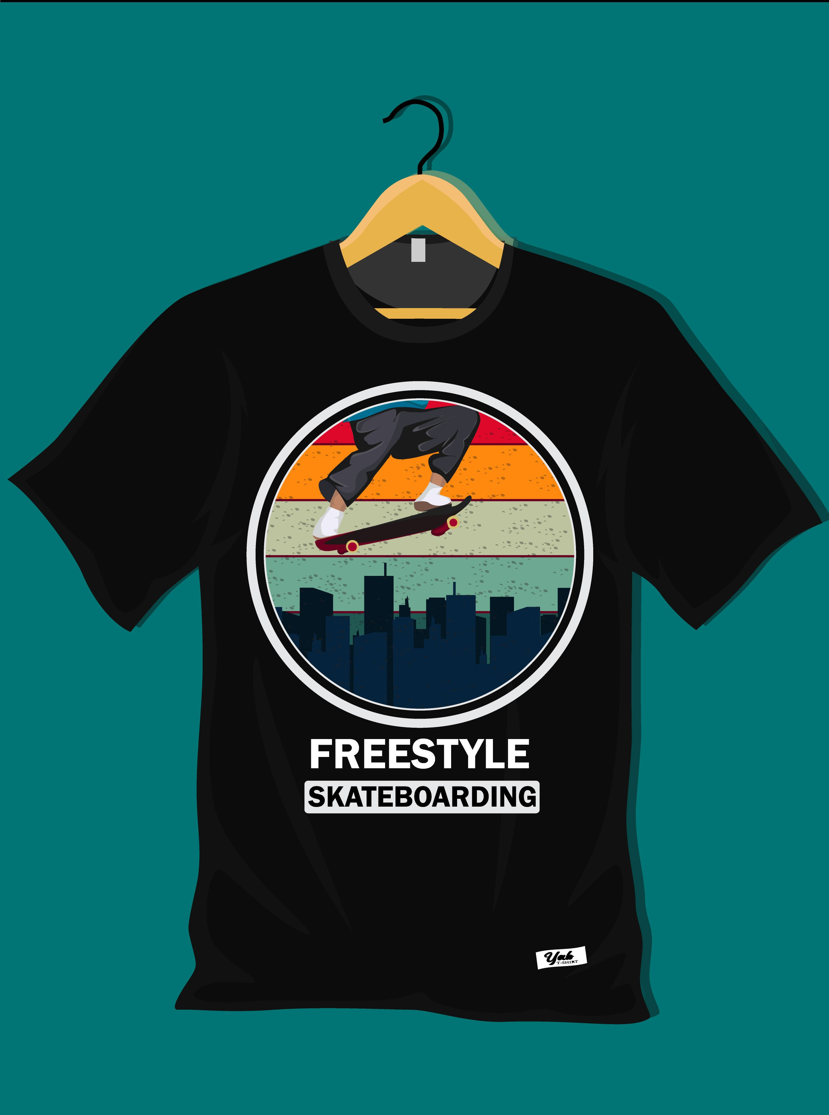 freestyle skateboarding graphic t shirt