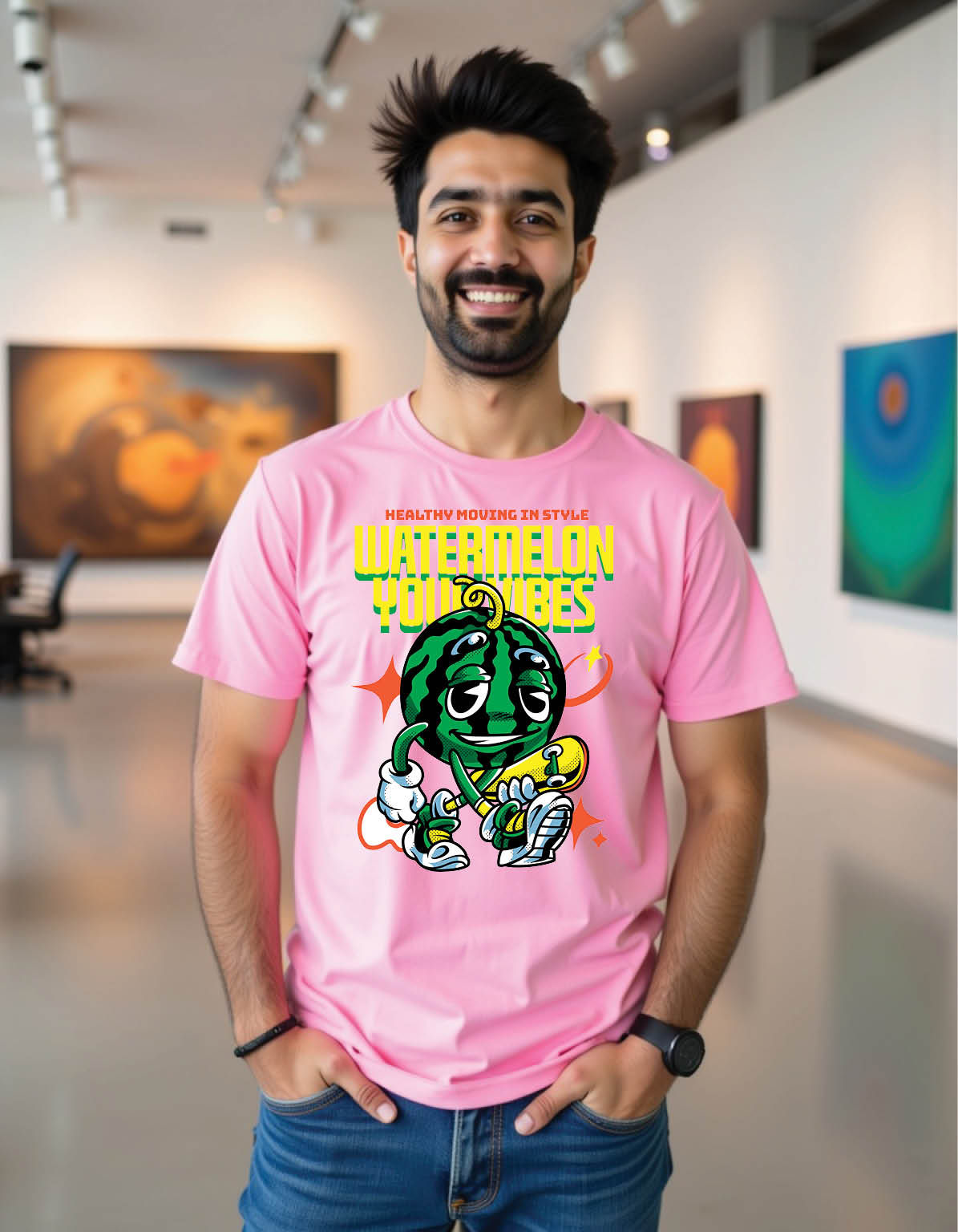 Neon Vault Regular Fit Tee with Glowing Vault Door Artwork