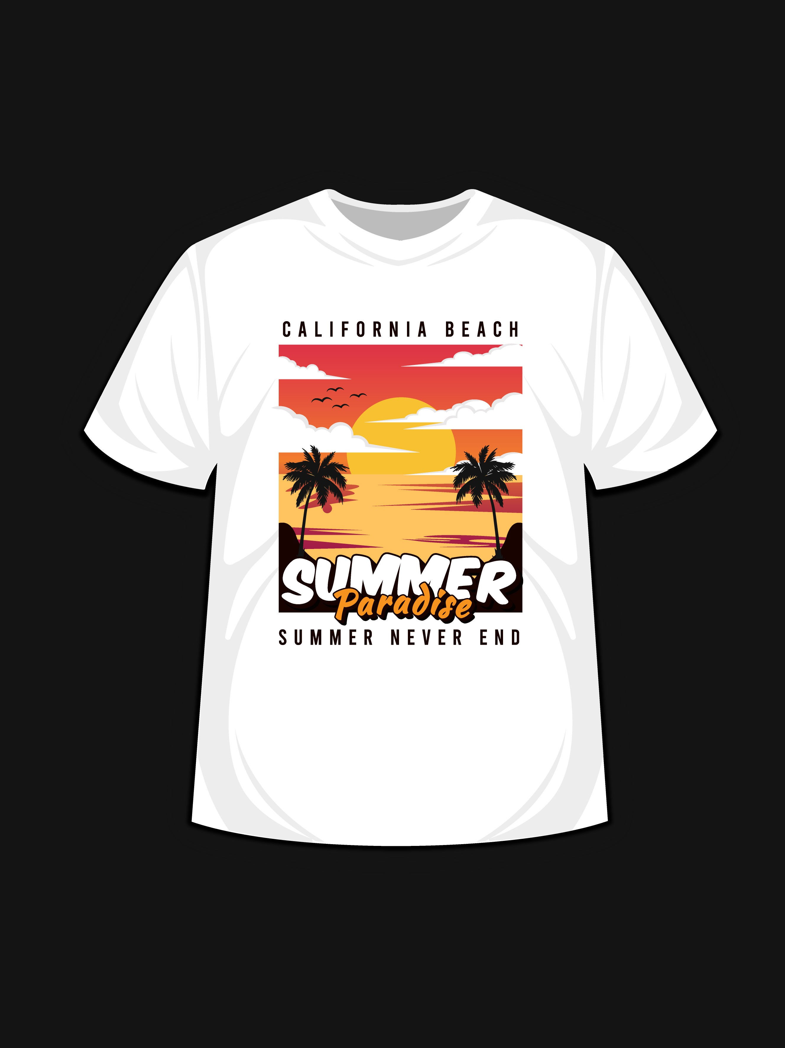 California beach summer paradise summer never end typography t shirt