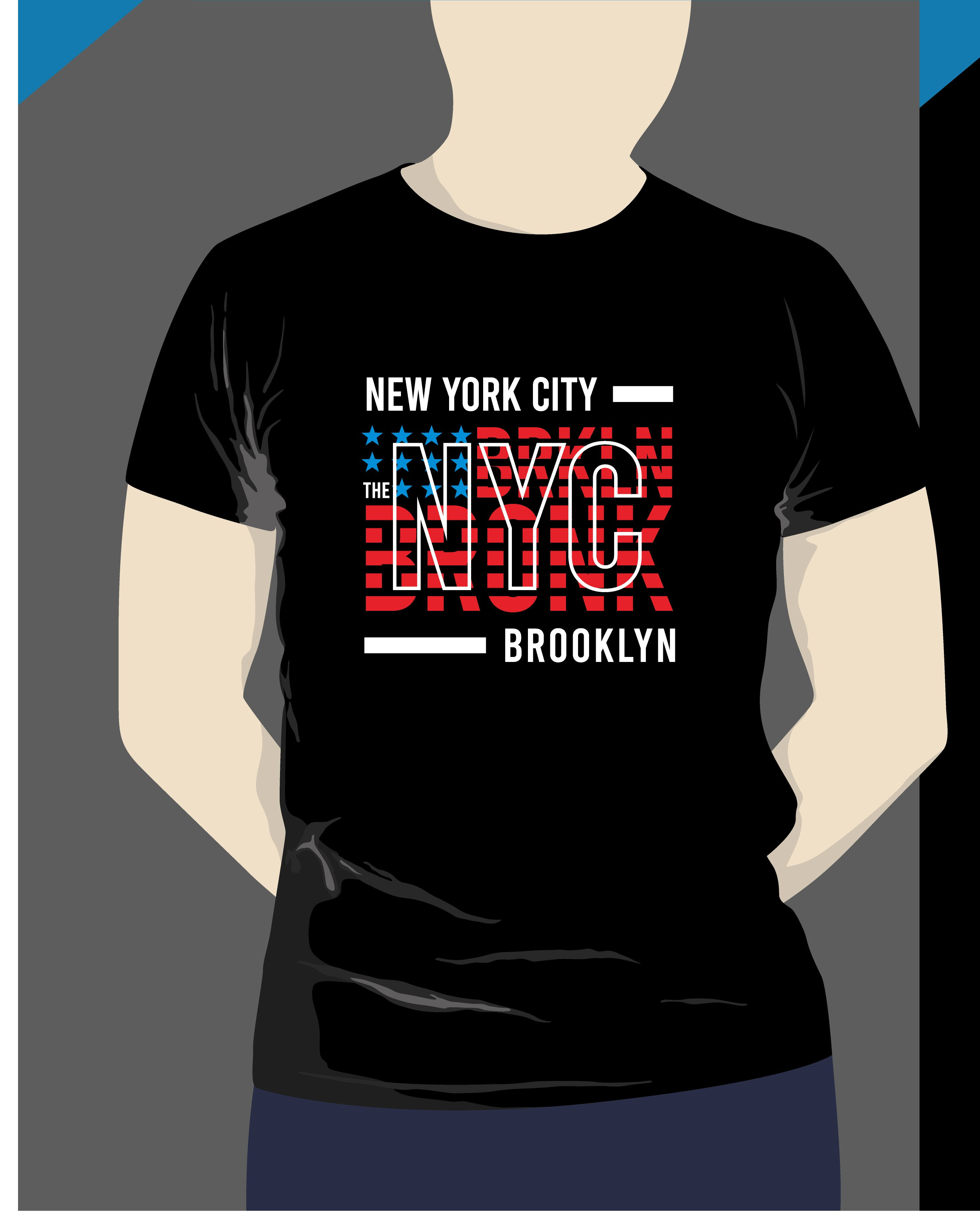 New york city nyc brooklyn typography printed t shirts