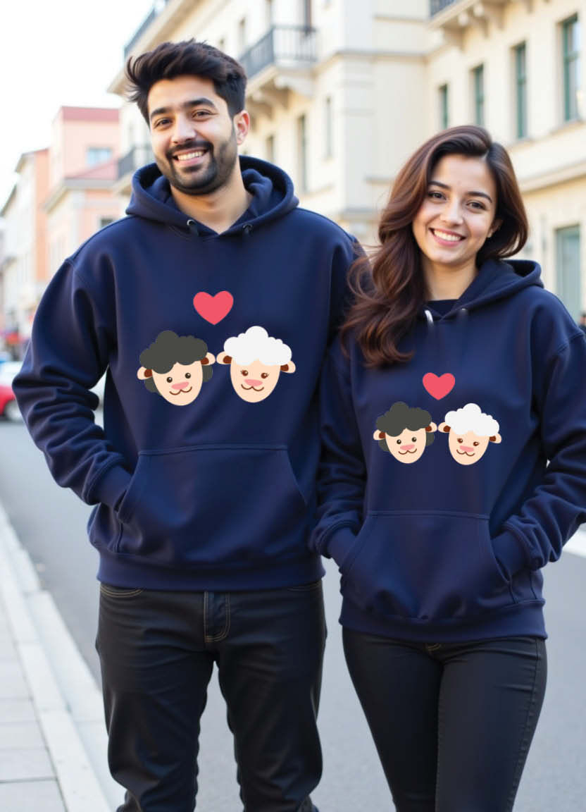 Thumbnail: Flame of My Heart Couple Hoodies – Fire & Warmth Love Themed Sweatshirt Pair